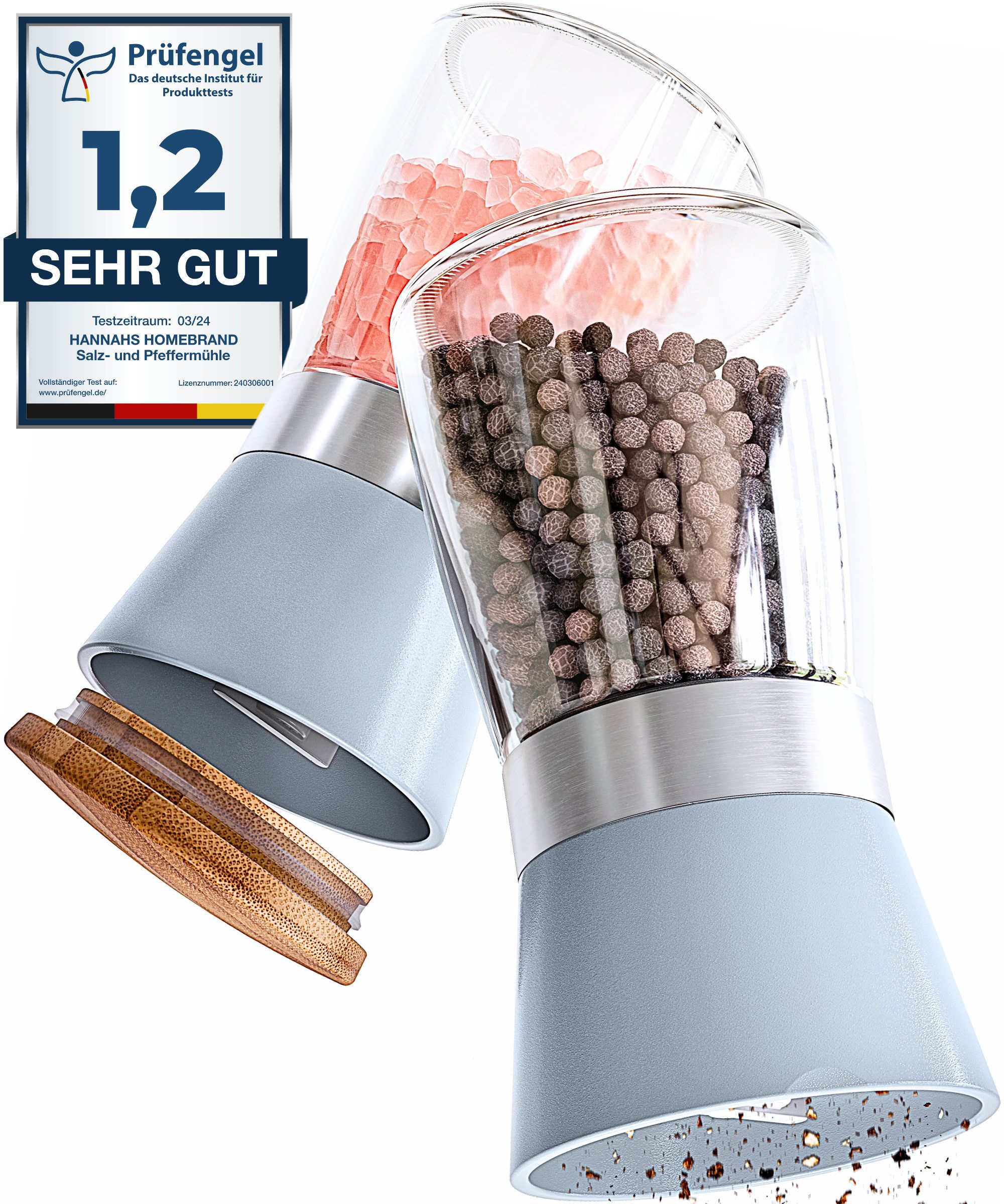Salz-/Pfeffermühle mit individueller Einstellung grob bis fein