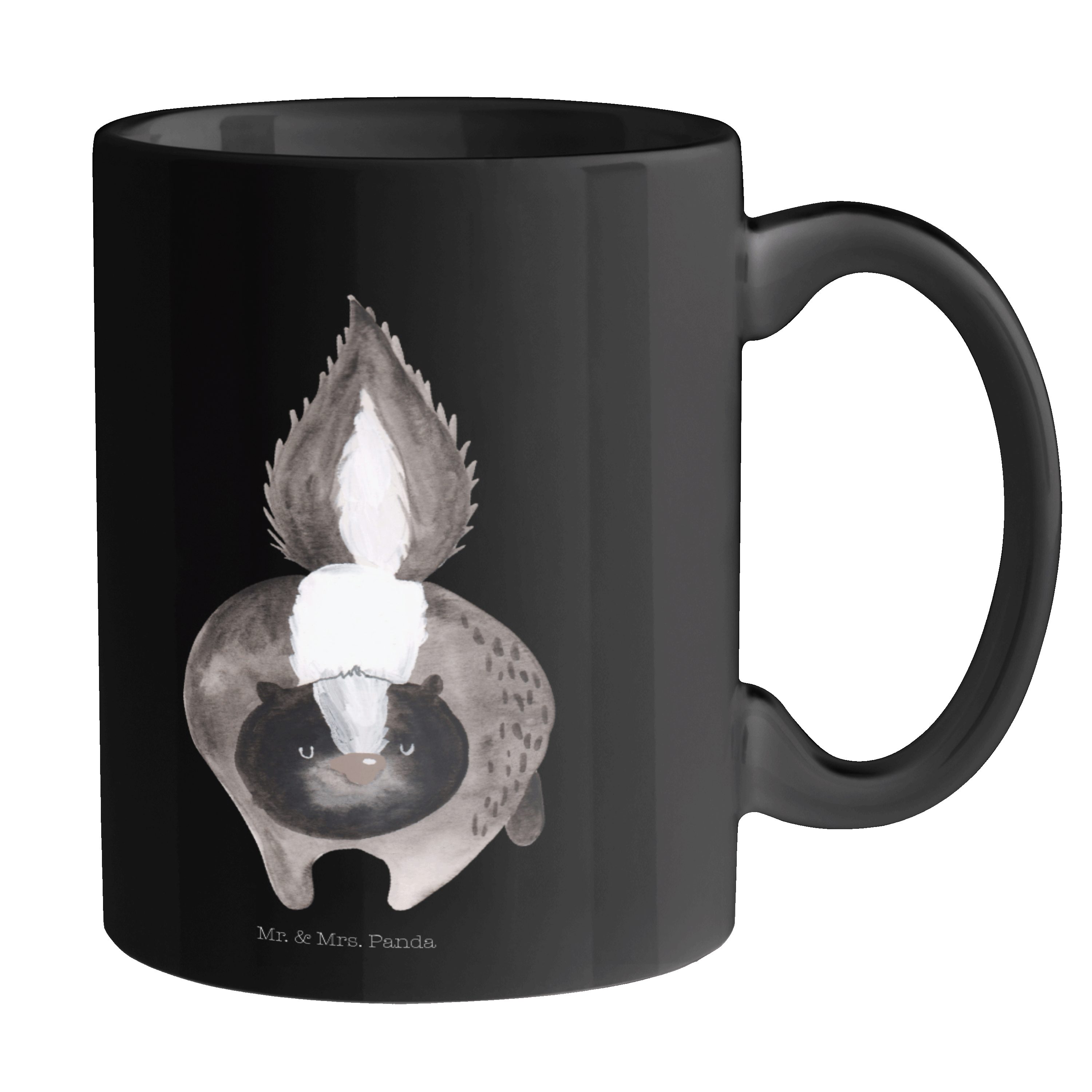 Mr. & Mrs. Panda Tasse Stinktier Angriff - Schwarz - Geschenk, Becher, Teebecher, Wildtier, Keramik Schwarz