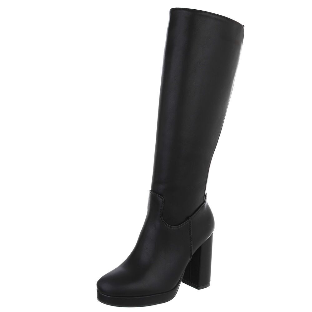 Ital-Design Elegante Stiefel mit Blockabsatz für Damen, vielseitig und modern High-Heel-Stiefel (90927517) Blockabsatz Stiefel in Schwarz