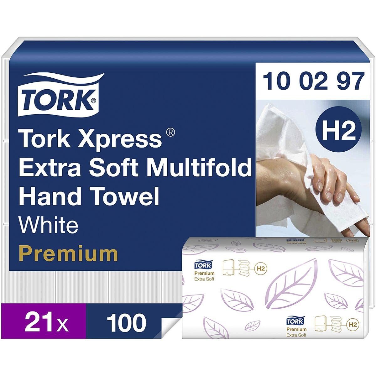 TORK Papierhandtuch Premium, 2-lagig, Tissue mit I-Falzung, 21x34 cm, 2100 Blatt