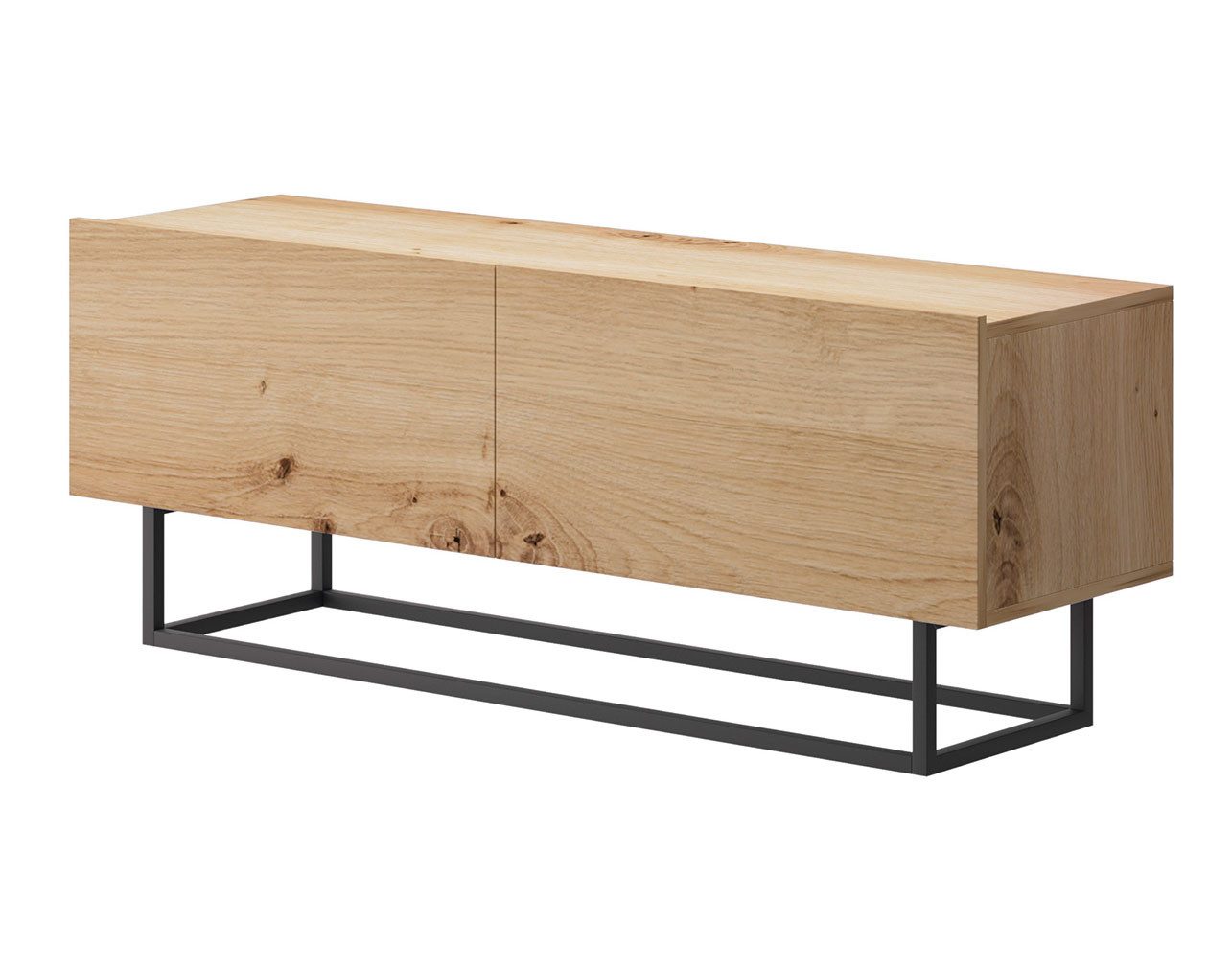 Feldmann-Wohnen Lowboard Emma (mit Klappen, Grifflos, 1 St., moderne Optik, mit Klappen, Grifflos), 120x37x47cm mit Klappen Eiche Artisan
