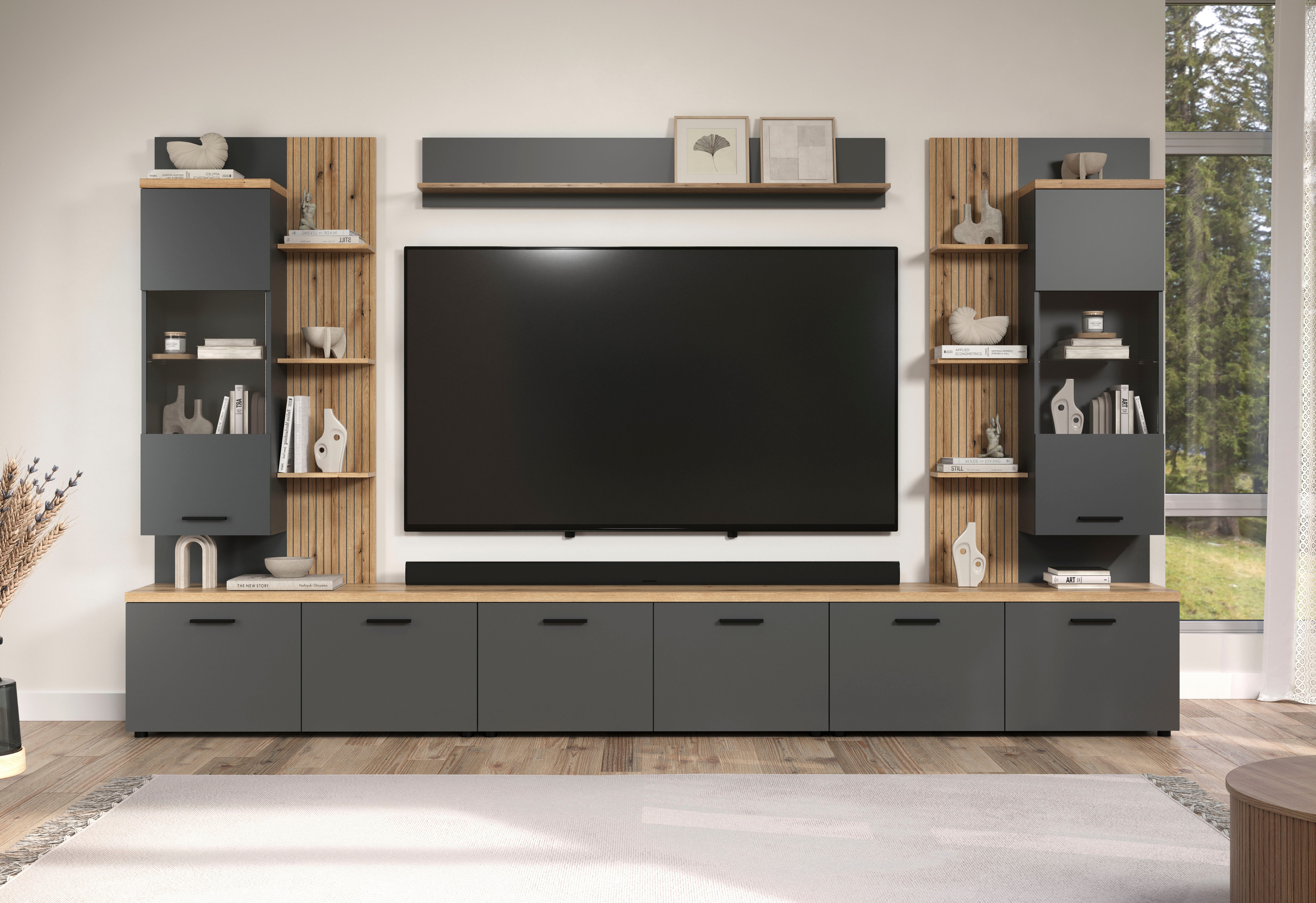 Home affaire Wohnwand Bajo, (6-St), Set bestehend aus: 3x TV-Lowboards, 2x günstig online kaufen