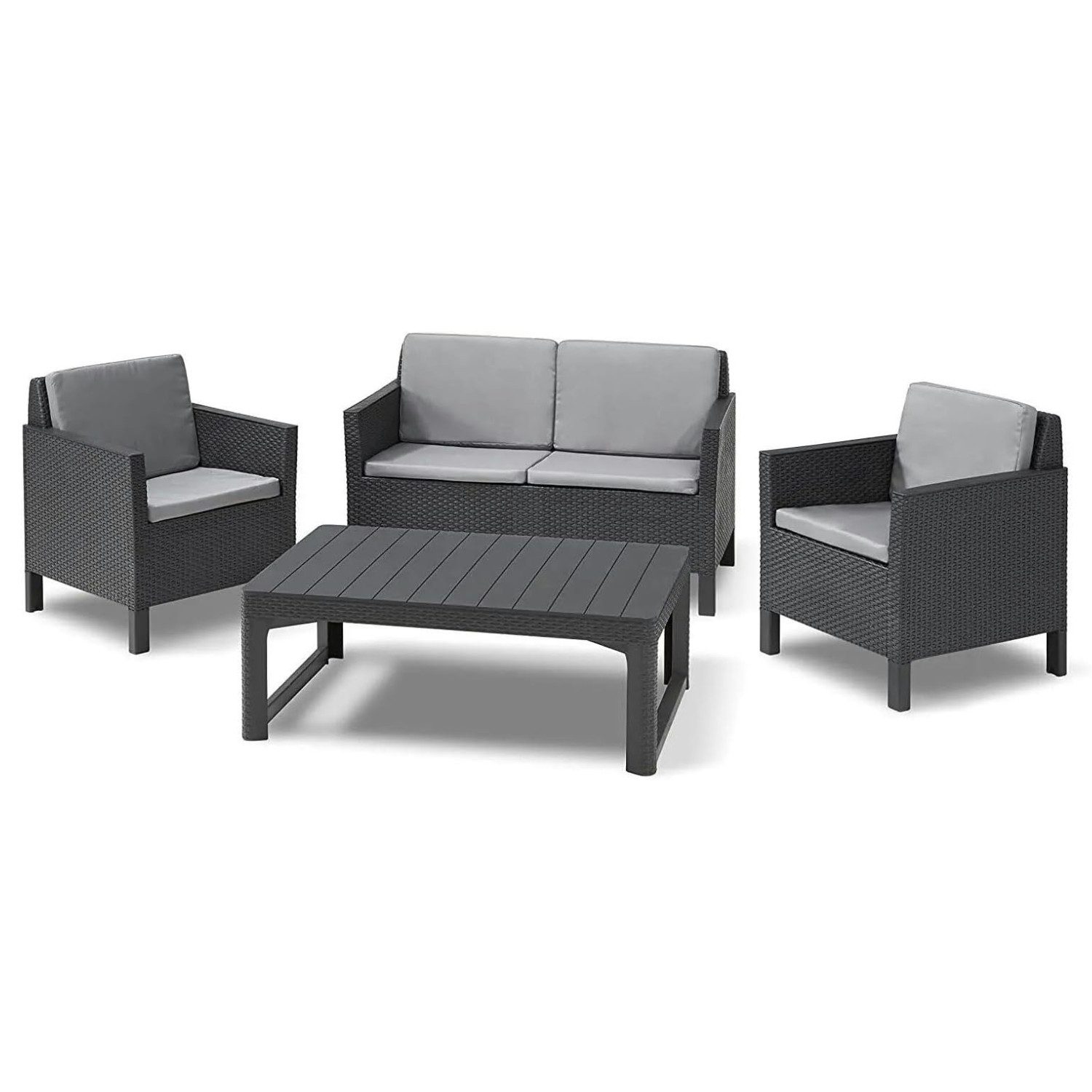 Allibert Gartenlounge-Set Chicago, Polyrattan, (Sapr-Set), 1 Tisch, 1 x 2-Sitzer-Sofa, 2 x Sessel