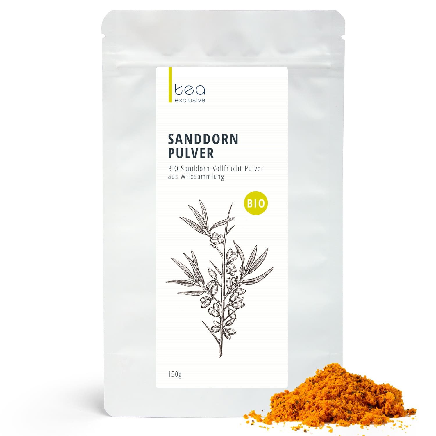 tea exclusive Gewürz Sanddorn Pulver, Wildsammlung BIO, 150g