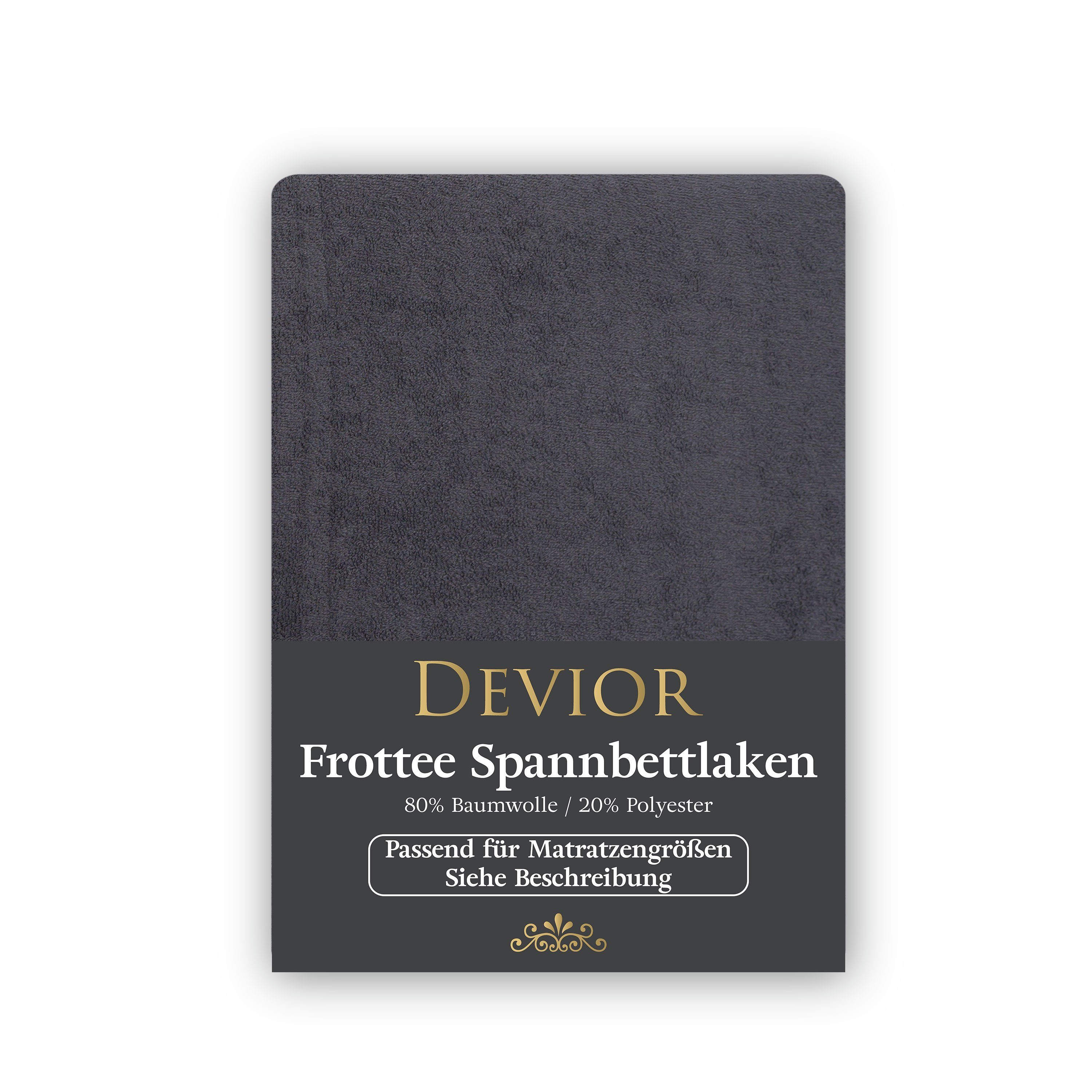 Devior Spannbettlaken Frottee 80% Baumwolle 20% Polyester, Winterspannbettlaken mit 160 g/m², Frottee, Gummizug: Rundumgummizug, 90 x 200 cm für Standardmatratze bis 22cm, Blickdicht & Einlaufsicher