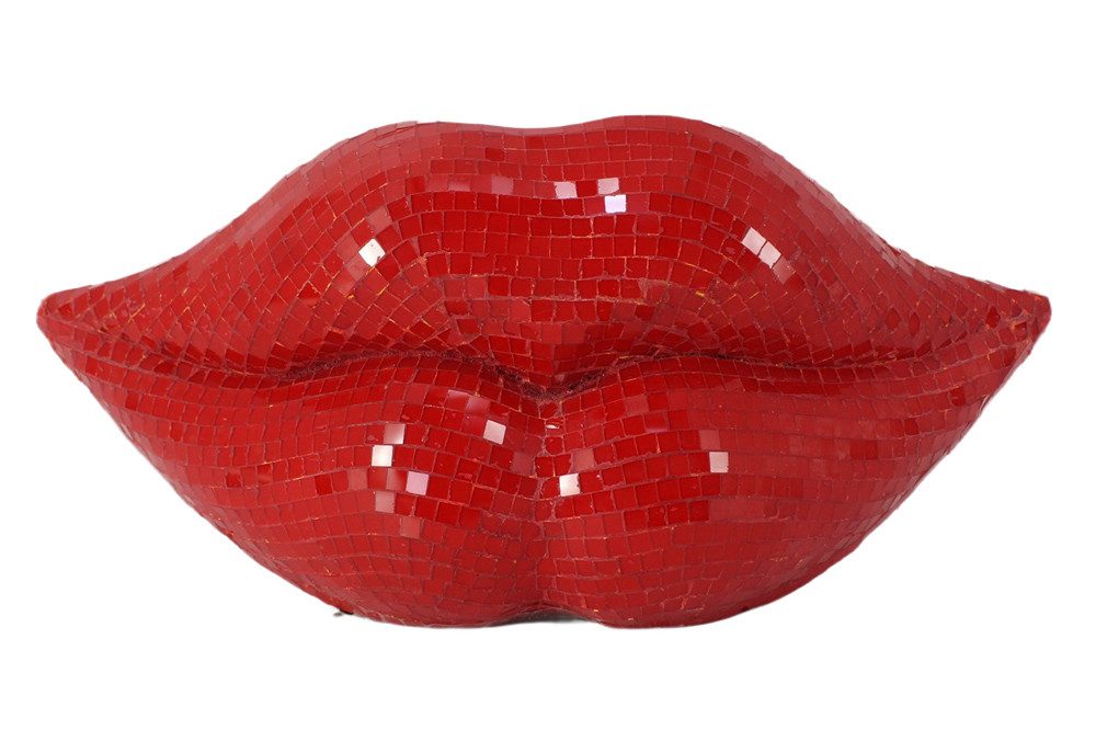 riess-ambiente Dekofigur DISCO LIP 30cm rot- Glas-Mosaik, Pop-Art, handgefertigt, modern, glanz (Einzelartikel, 1 St), Glamouröse Lippen-Statue - ideal für extravagante Wohn- & Schlafzimmer