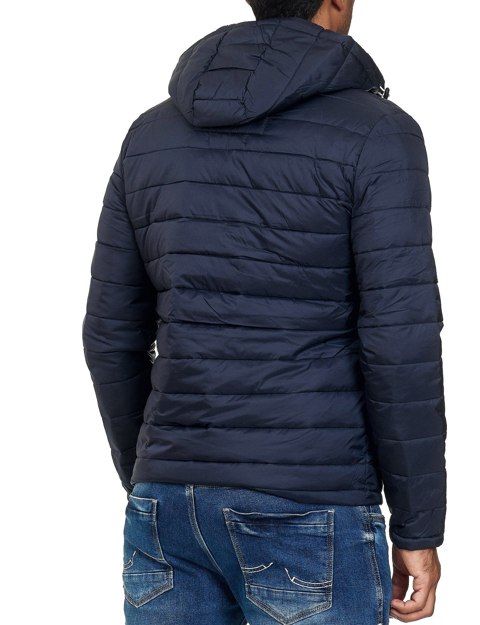 Indicode Allwetterjacke Übergangsjacke Herren - Lascelles - Abtrennbare Kapuze und Tunnelzug Jacke im Steppjacken Look - Windsicher - Ideal für Frühling und Herbst