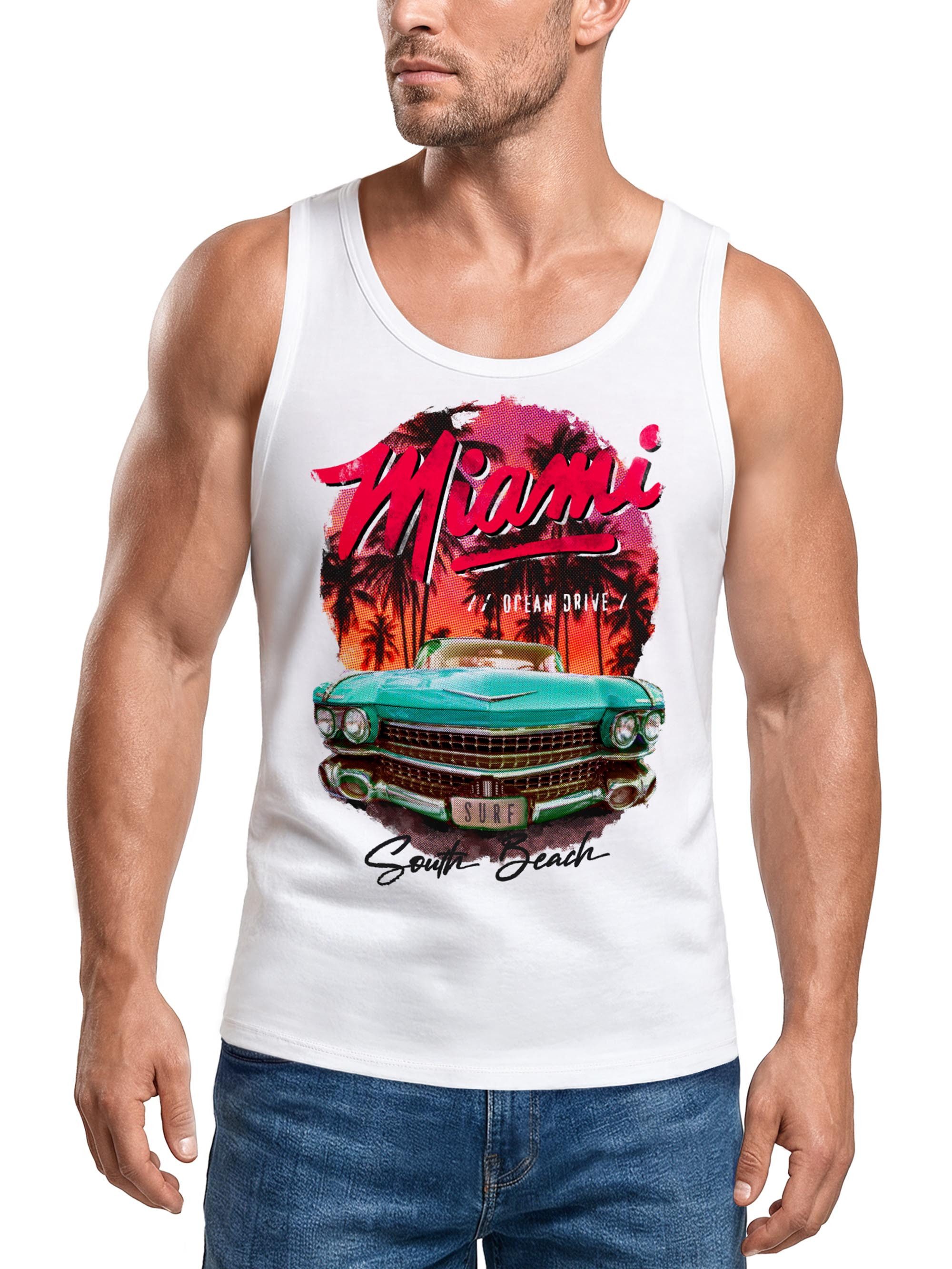 Neverless Tanktop Herren Tank-Top Miami Ocean Drive South Beach Oldtimer Muskelshirt mit Print
