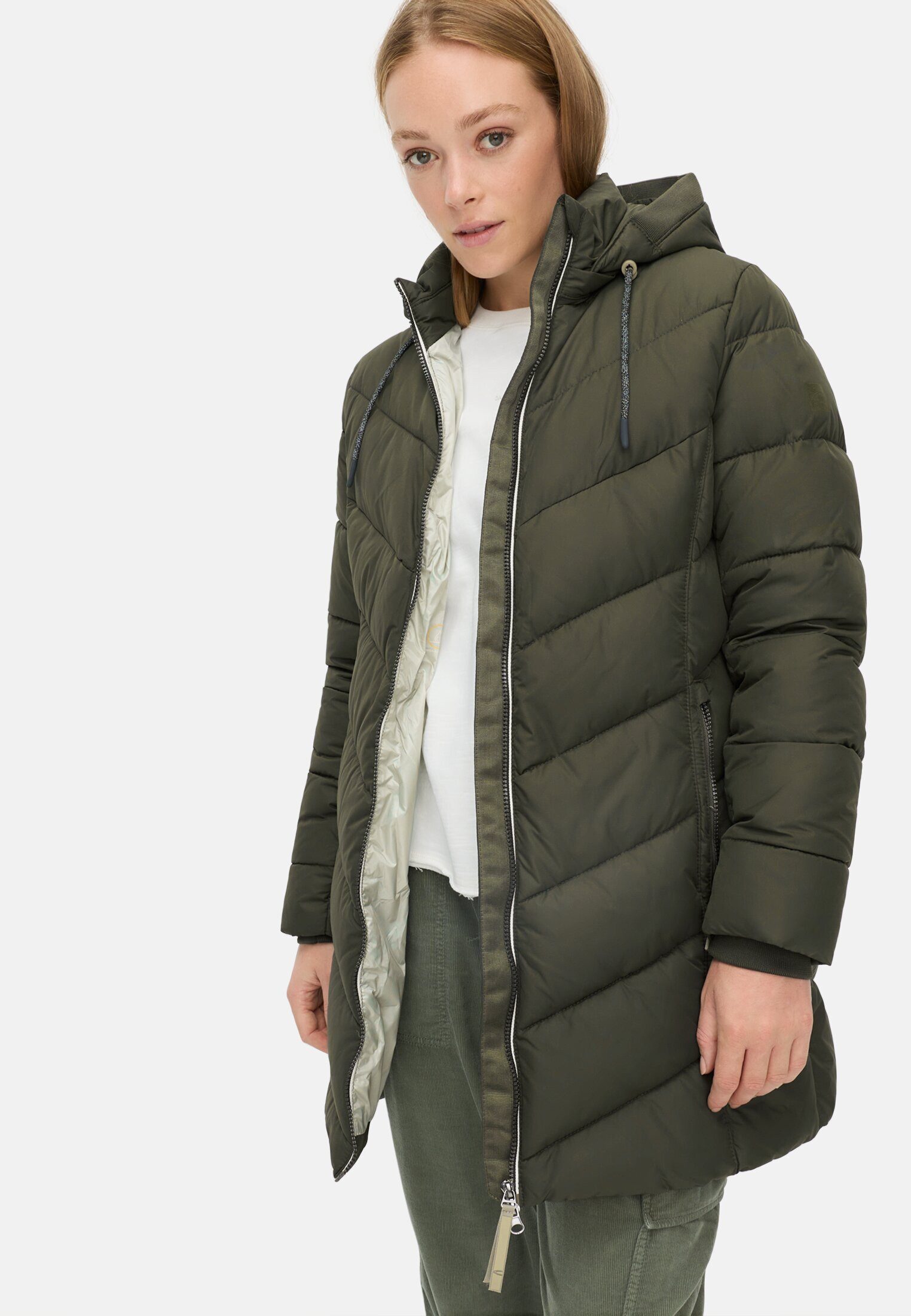 camel active Steppjacke mit abnehmbarer Kapuze Langarm