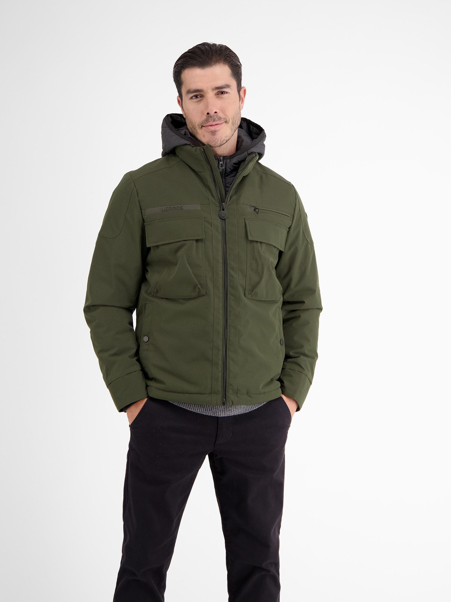 LERROS Outdoorjacke LERROS Fieldjacket mit Kapuze, gefüttert Wasser- und windabweisend, atmungsaktiv