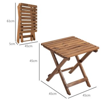 Outsunny Gartentisch Beistelltisch Outdoor, 2er-Set klappbrer Holztisch aus Holz (Campingtisch, 2-St., Klapptisch), für Garten, Balkon, Teak, 45 x 45 x 45 cm
