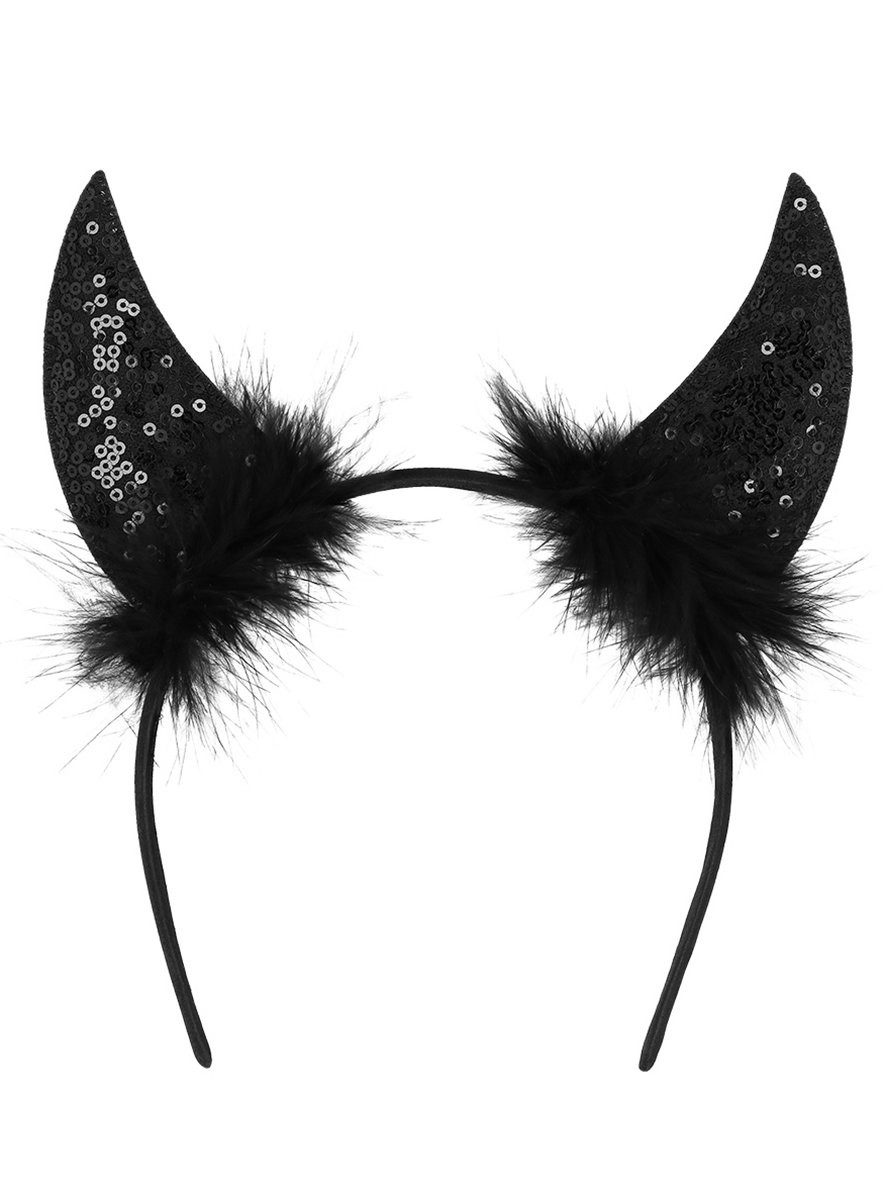 Kostüm Schwarze Teufelshörner mit Pailletten