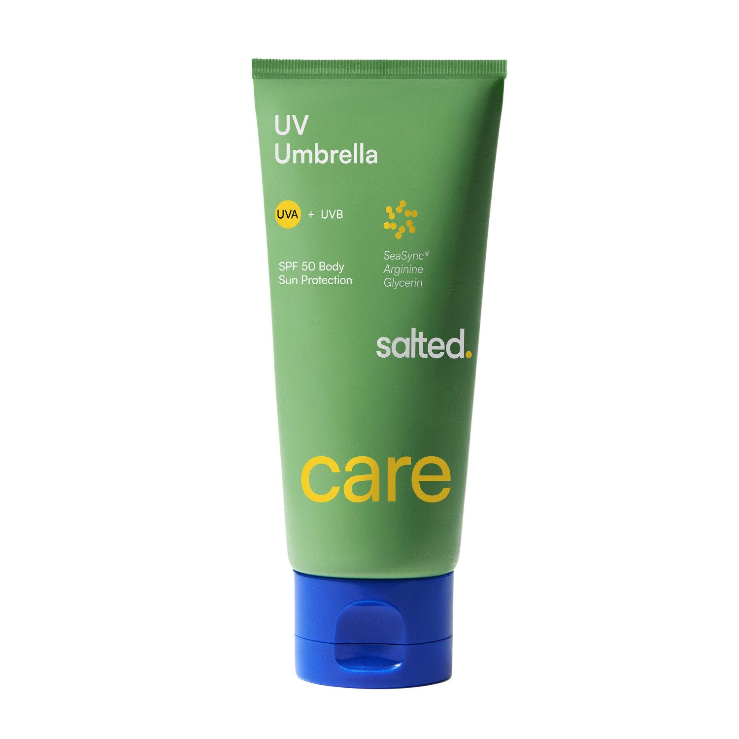 salted. Sonnenschutzcreme LSF 50 Sonnenschutzpflege UV Umbrella, Sonnenschutzpflege LSF 50 für den Körper mit Jojobaester und SeaSync