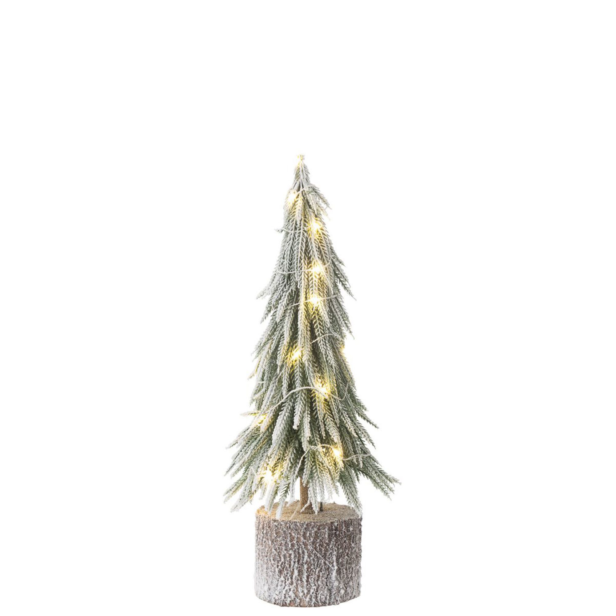 J-line Künstlicher Weihnachtsbaum Weihnachtsbaum Led Kunststoff Schnee L, Tanne, mit warmweißer LED Girlande, mit Ständer