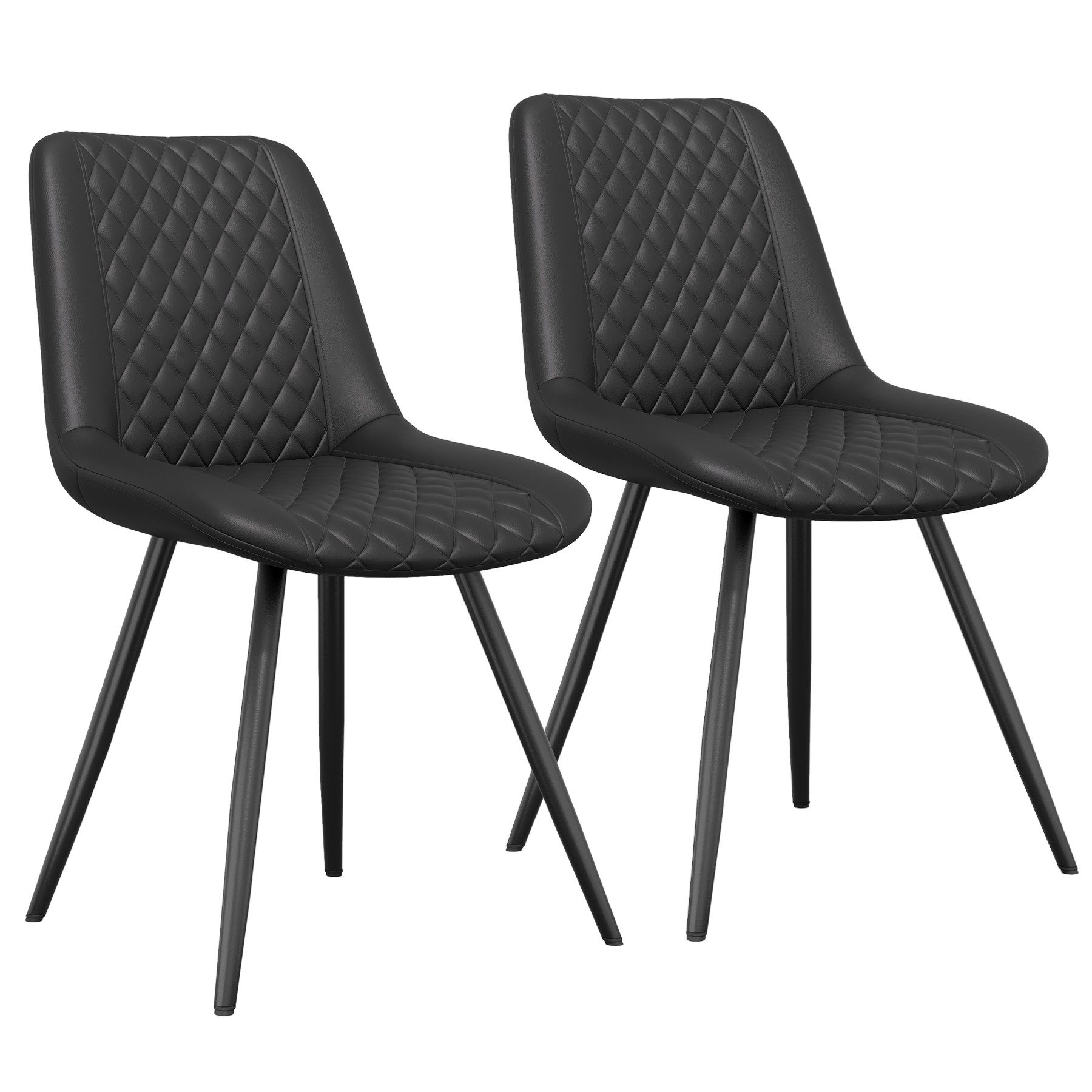 Esszimmerstuhl Set of 2 Kunstleder Polsterstuhl mit Rückenlehne