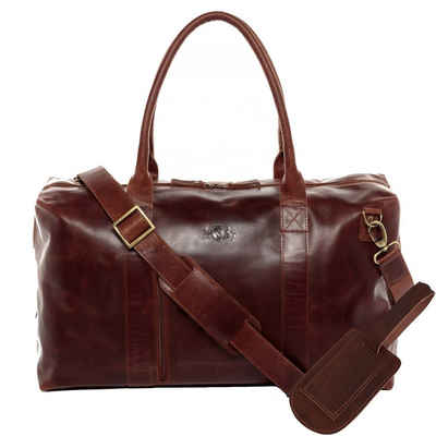 SID & VAIN Reisetasche Leder Weekender Unisex YALEZIP, Echtleder Reisegepäck für Damen & Herren, Sporttasche XL braun-cognac