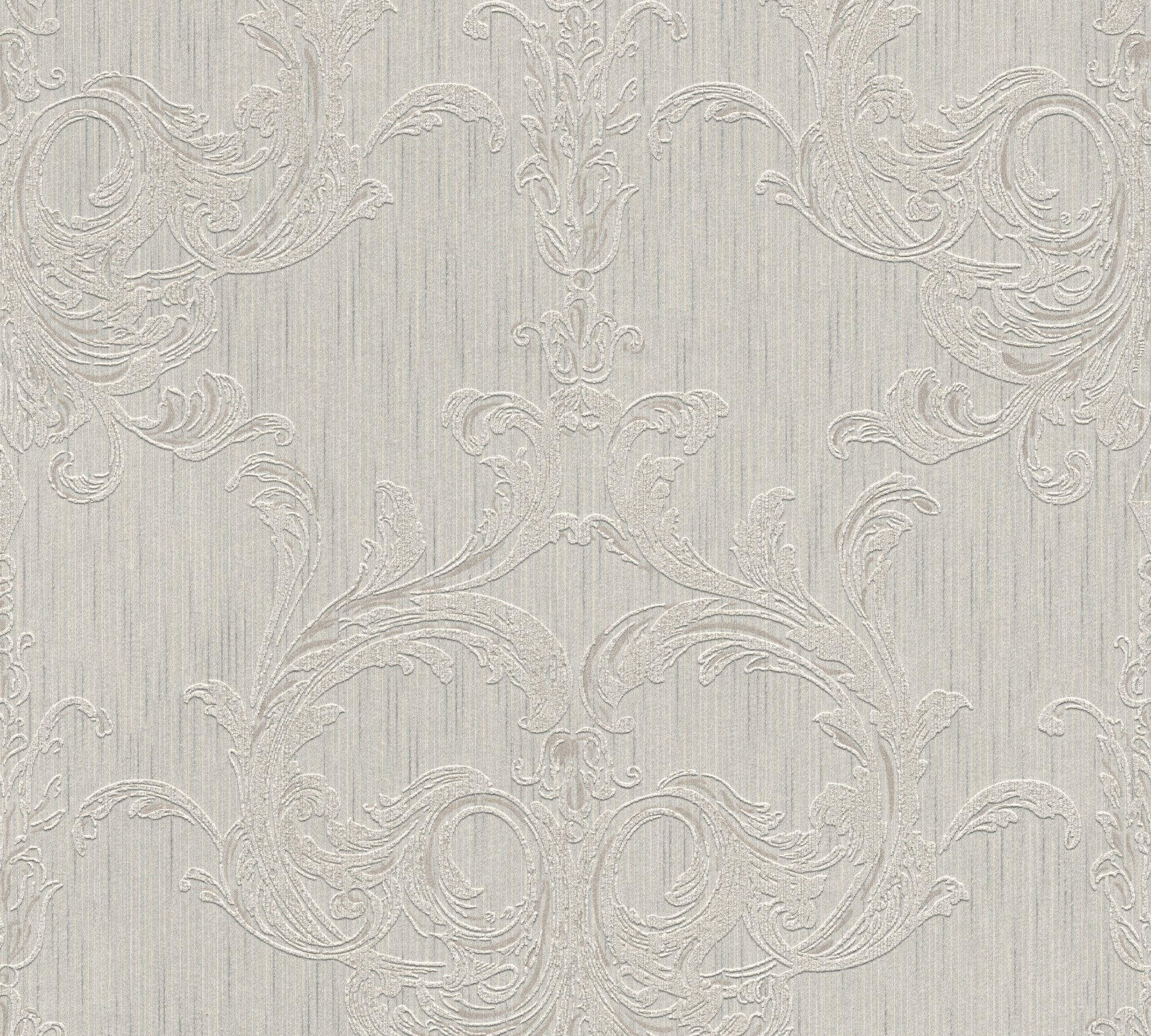 Streifen Tapete Création A.S. Tessuto, Architects Barock, beige/grau samtig, Paper Textiltapete