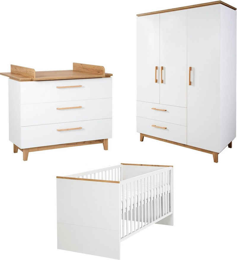 roba® Babyzimmer-Komplettset Finn, (Set, 3-St., Kinderbett, Schrank, Wickelkommode), mit Kinderbett, Schrank und Wickelkommode