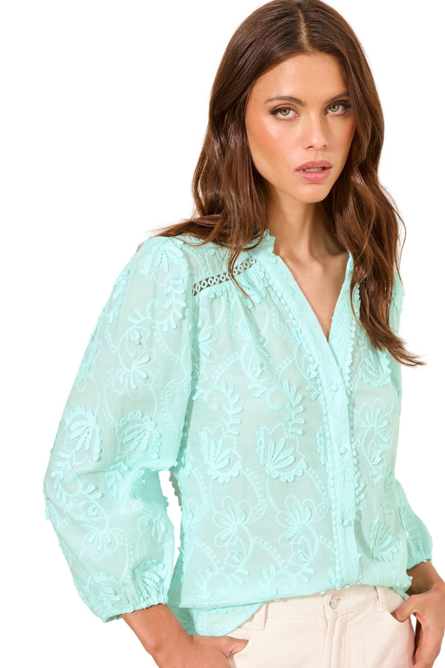 LIPSY Langarmbluse Lipsy Grandad-Bluse mit 3/4-Ärmeln, Regular (1-tlg)