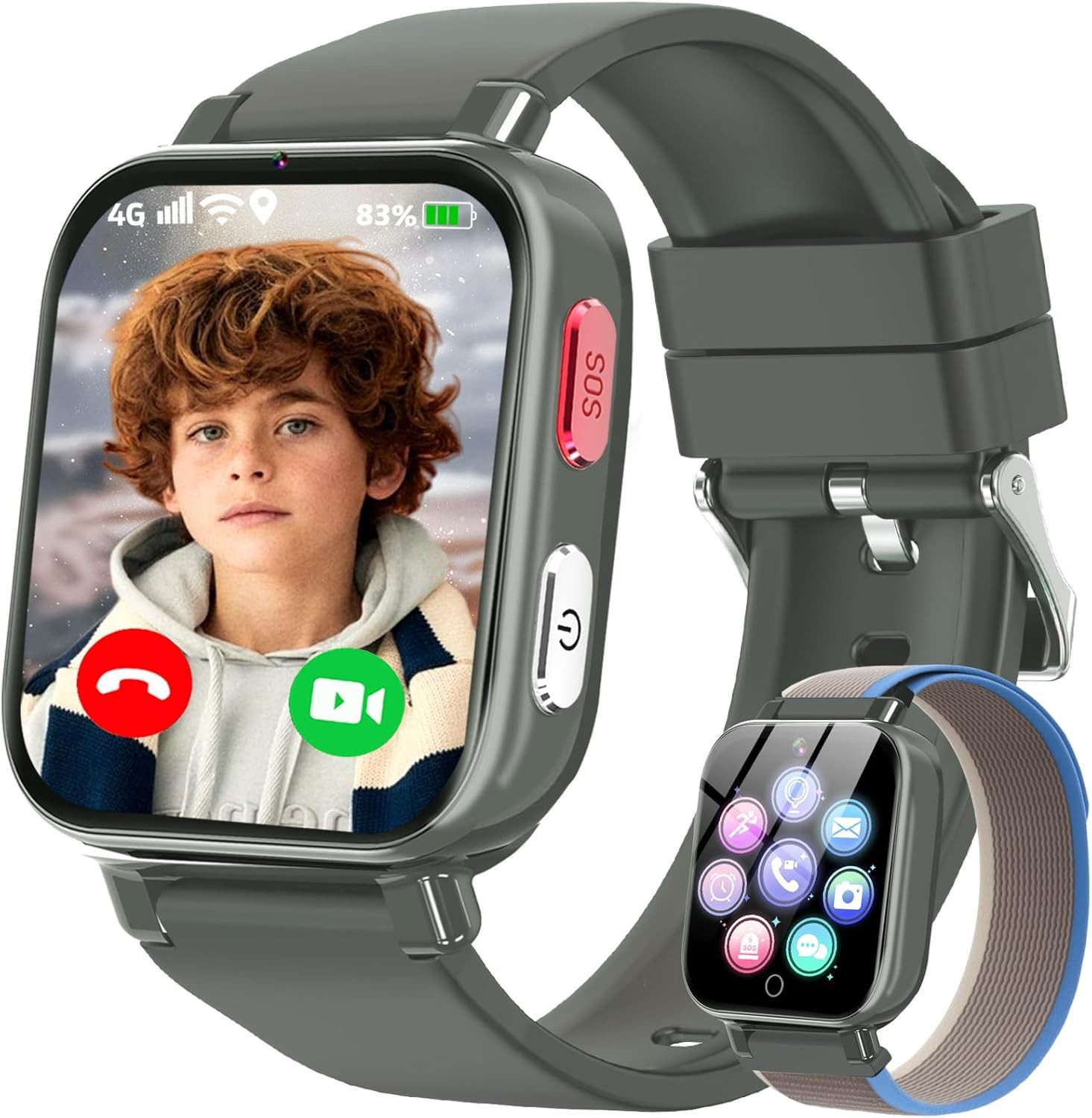 Ucani A28 Smartwatch (2,5 cm, sim-karte), Kinder Smartwatch mit GPS Ortung 4G Kommunikation SOS