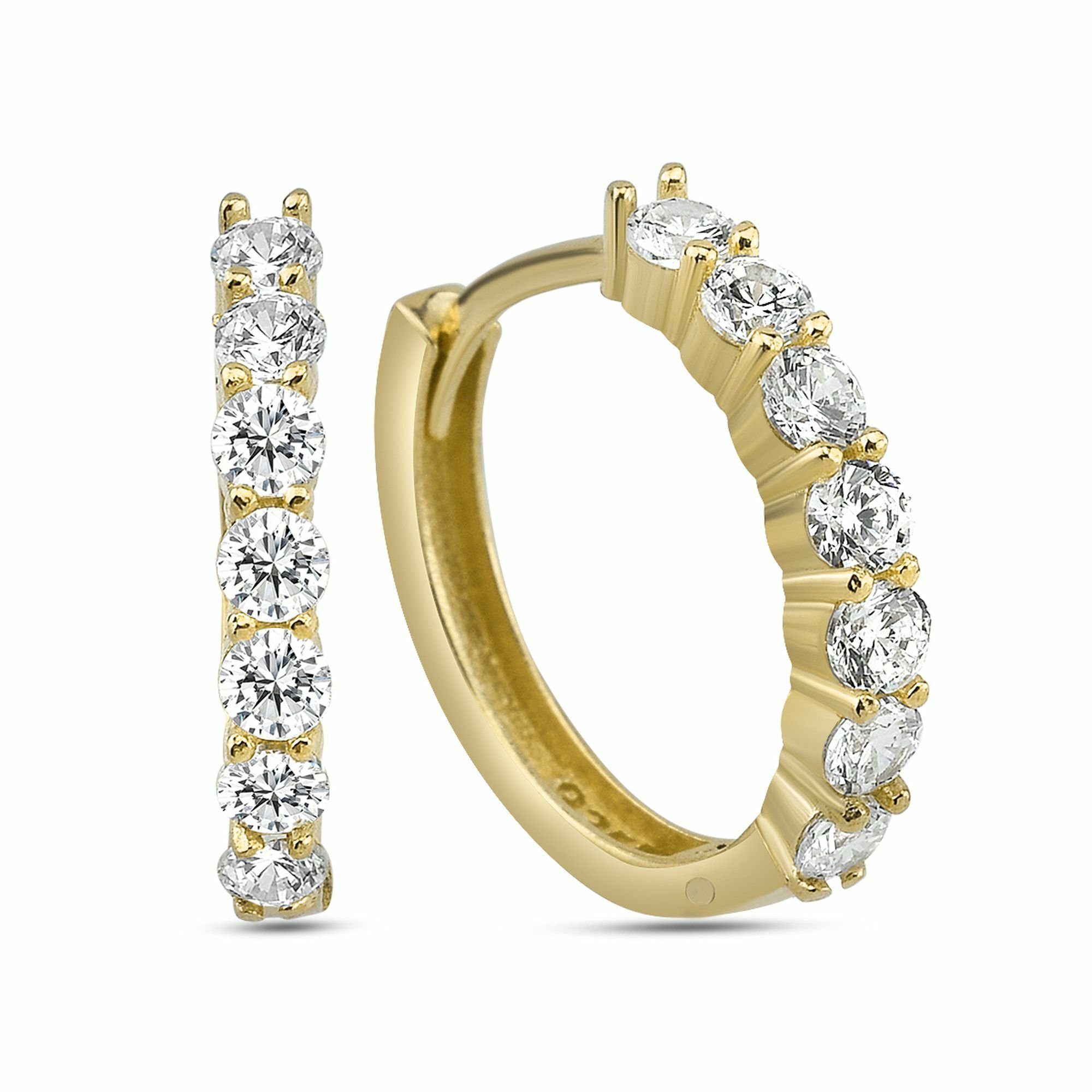 dKeniz Paar Ohrhänger Silber 925 vergoldet mit weißen Zirkonia-Steinen günstig online kaufen