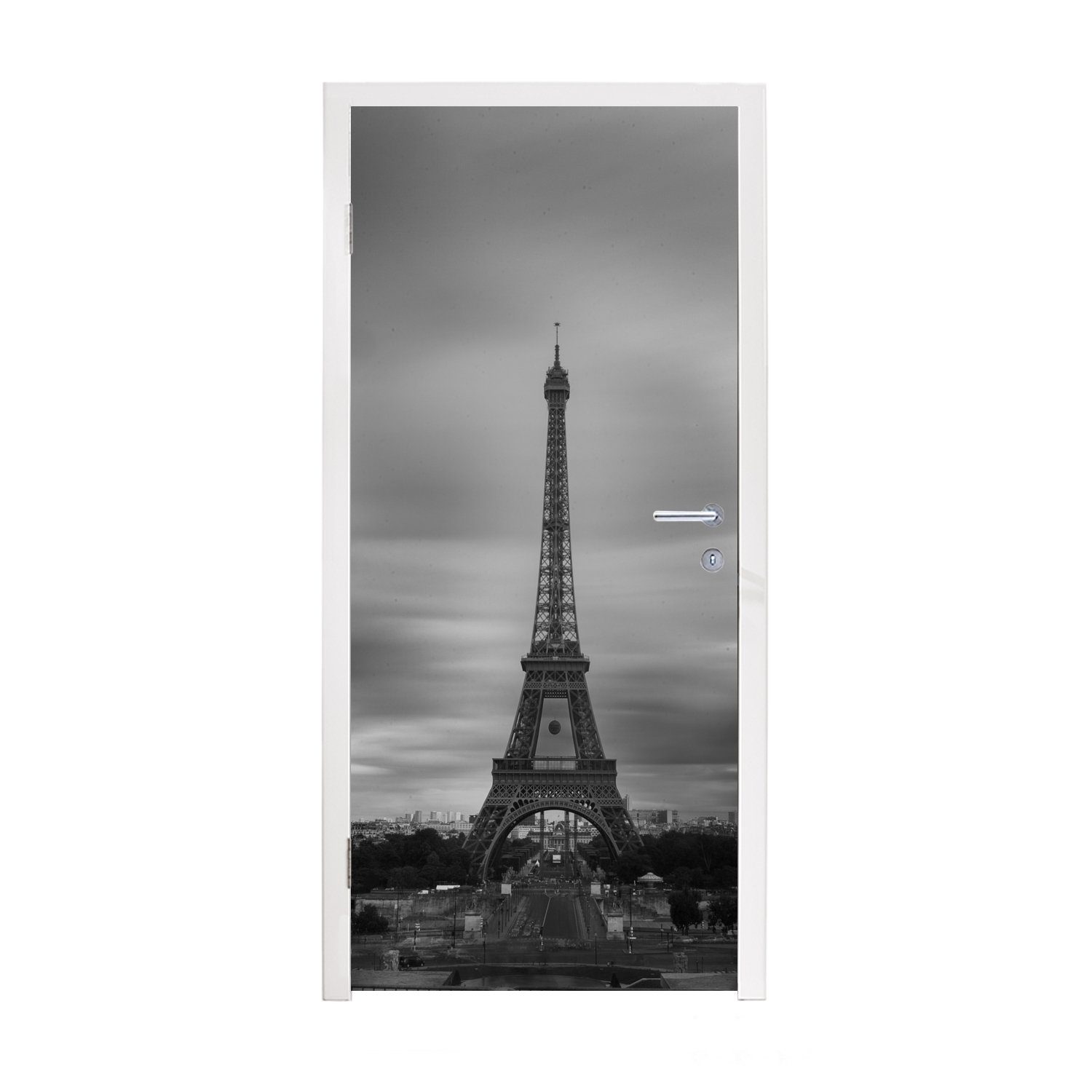 für Türaufkleber, Eiffelturm, MuchoWow Tür, Matt, cm 75x205 St), Fototapete (1 Einsamer bedruckt, Türtapete
