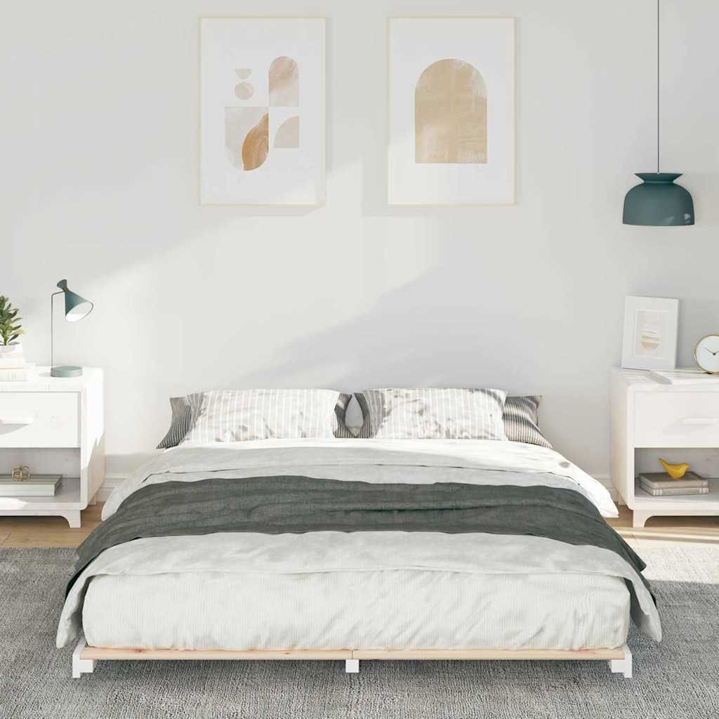 vidaXL Bett Bettrahmen Weiß 140 x 200 cm Massives Kiefernholz (1-tlg) günstig online kaufen