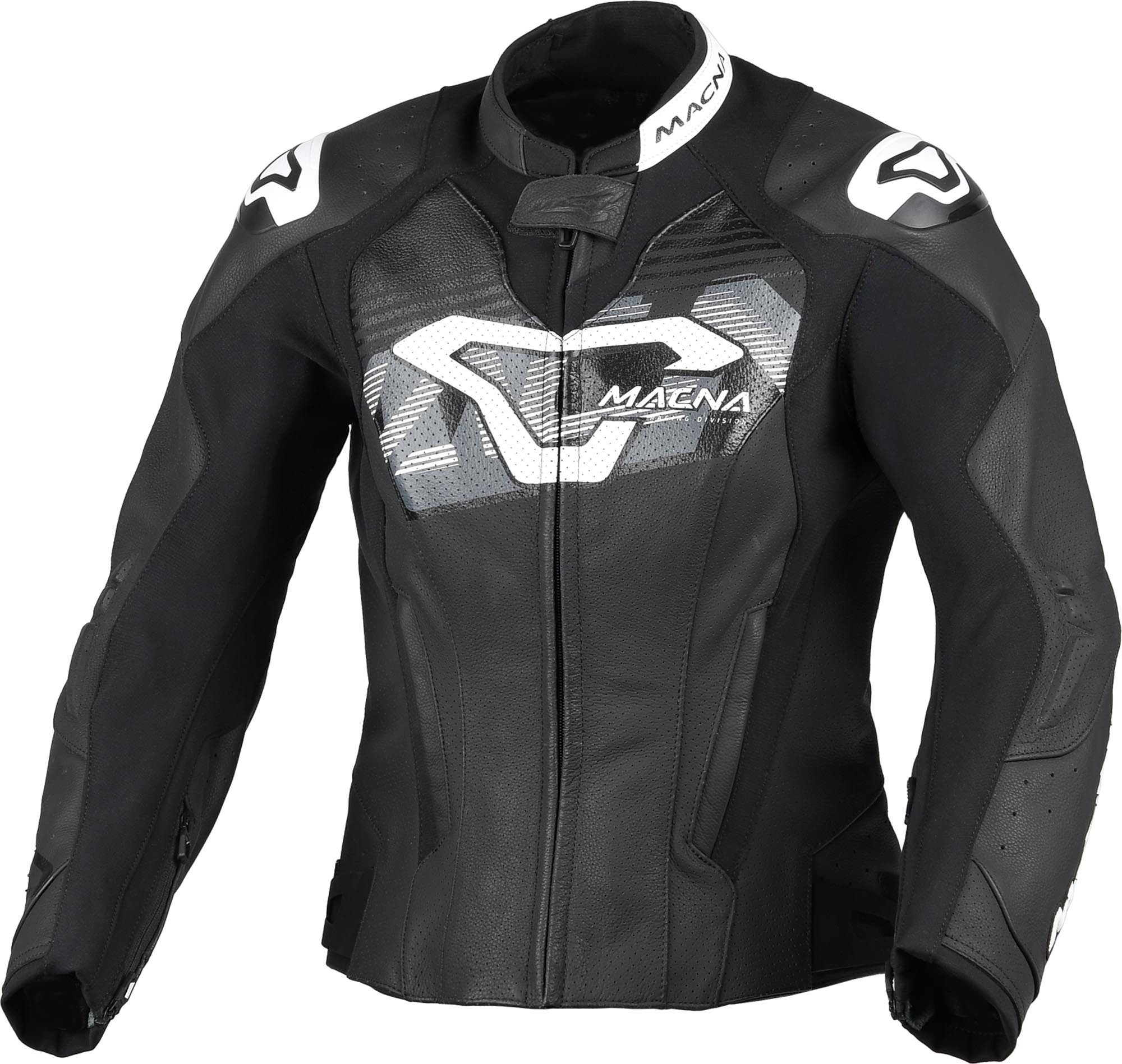 Macna Motorradjacke Blitz Damen Motorrad Lederjacke Verbindungsreißverschluss,Ellenbogenprotektoren enthalten,perfori