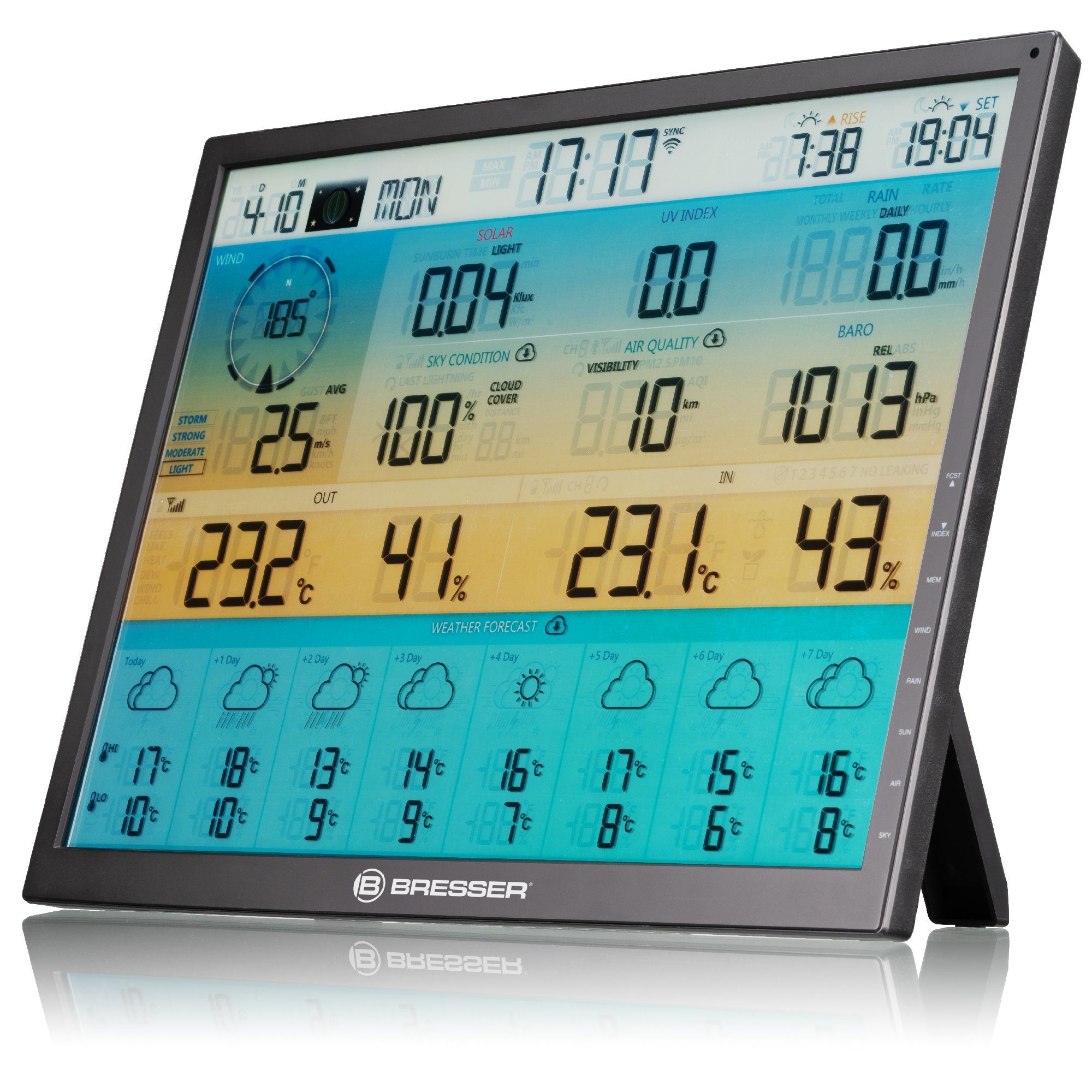 BRESSER BRESSER 8-Tage 4CAST XL WLAN-Wetterstation 7-in-1 solar Wetterstation
