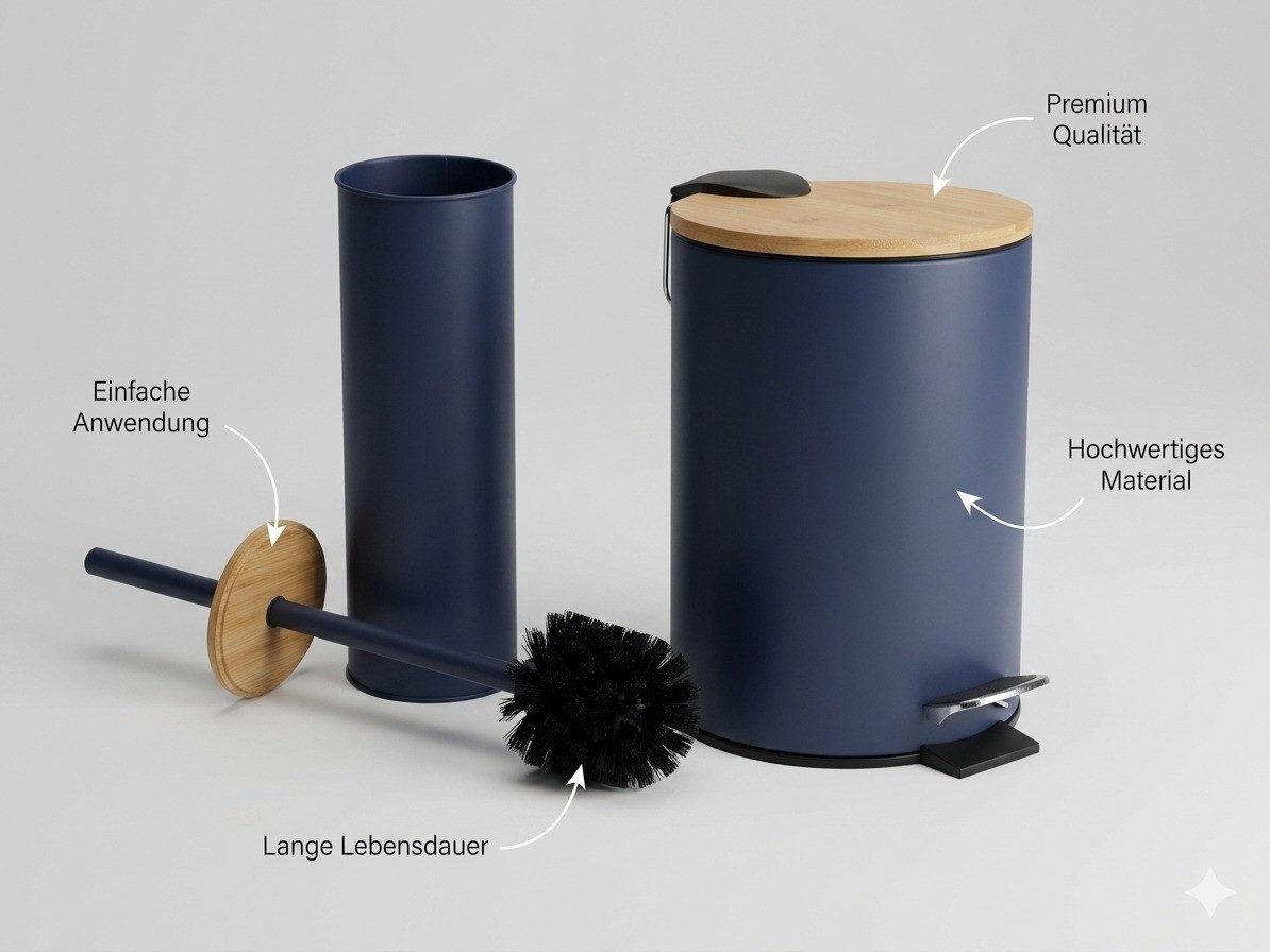 LikeKa Badaccessoire-Set 2 teilig Toilettenbürste und Kosmetikeimer matt mit Absenkautomatik – Bild 3 von 5