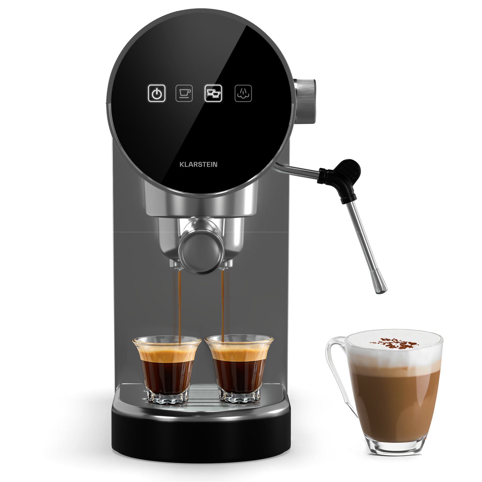 Klarstein Filterkaffeemaschine Furore, 0.9l Kaffeekanne, Kaffeemaschine 1360 W 20 Bar 2 Tassen