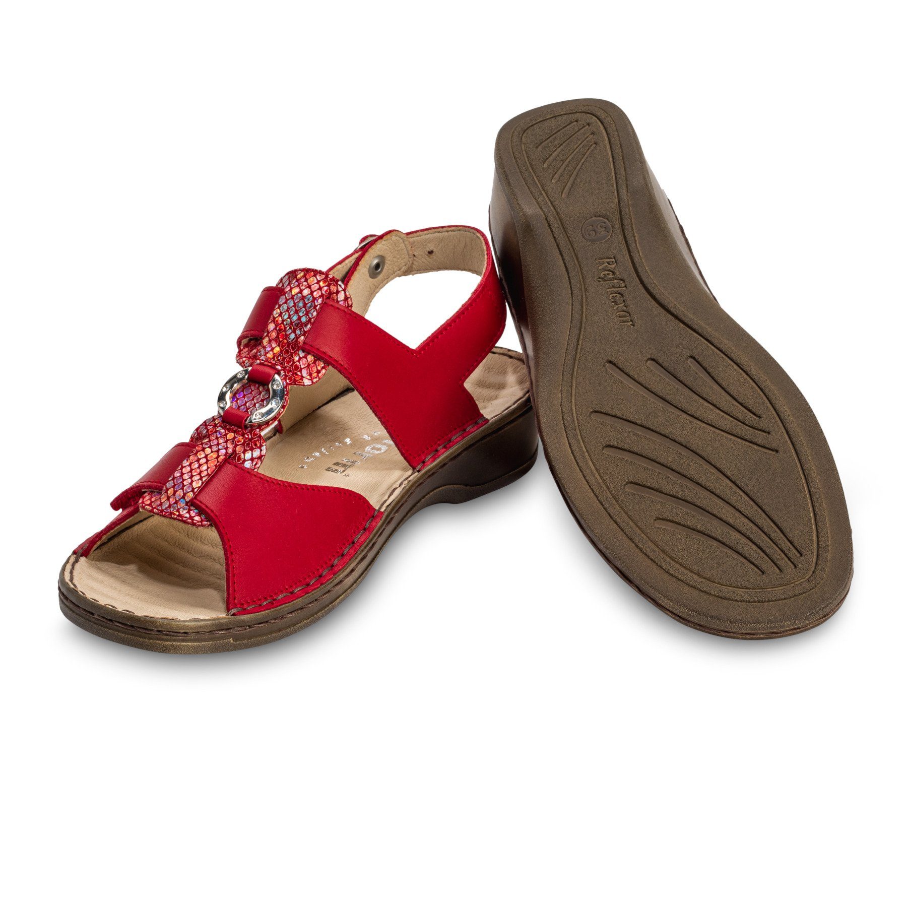 Sandale Damenschuhe rot Leder Sandalette echt vitaform