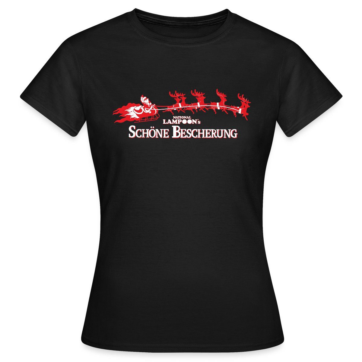 T-Shirt Schöne Bescherung Logo Mit Weihnachtsmann Frauen T-Shirt