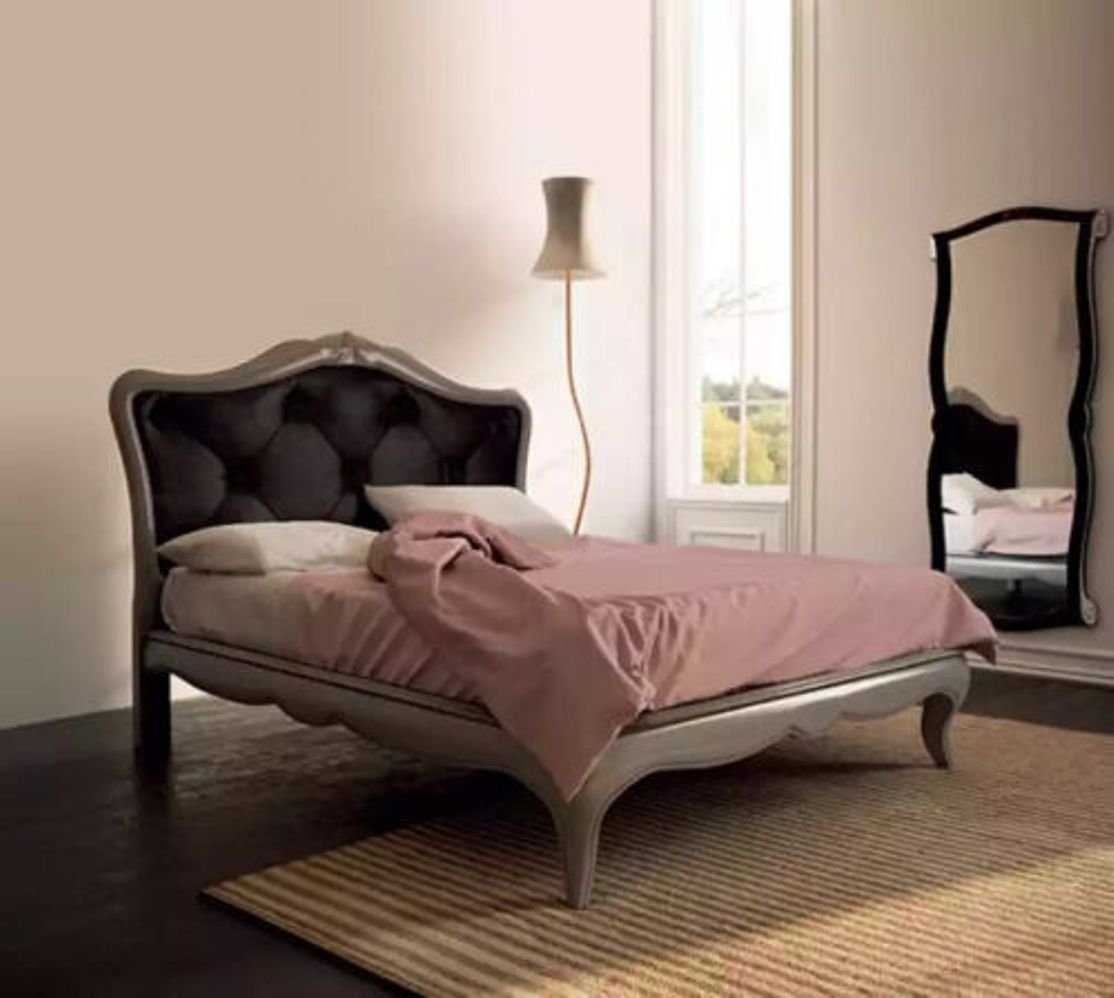JVmoebel Bett Grau Bett Italy Luxus Design Bett), in Art déco Neu Italienische Schlafzimmer Made Holzbett (1-tlg