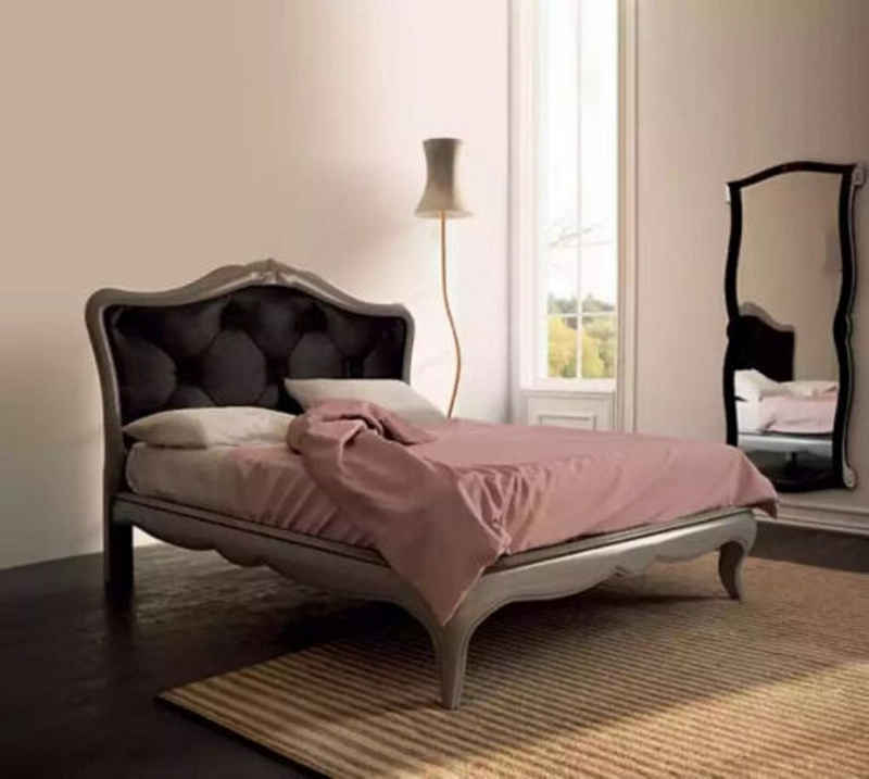 JVmoebel Bett Grau Bett Luxus Holzbett Schlafzimmer Design Italienische Art déco Neu (1-tlg., Bett), Made in Italy