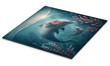 Posterlounge XXL-Wandbild Elena Schweitzer, Mutter und Baby Delphin, Kinderzimmer Kindermotive