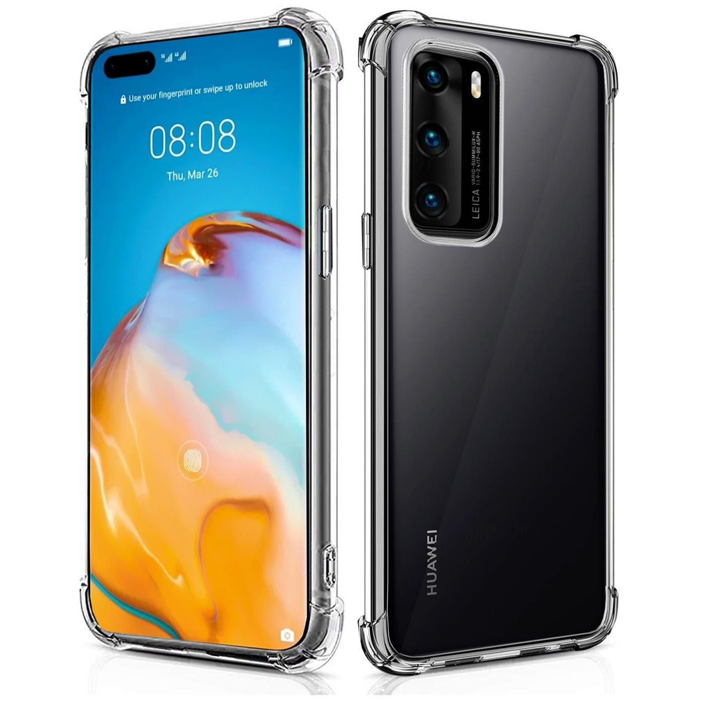 CoolGadget Handyhülle Anti Shock Rugged Case für Huawei P40 6,1 Zoll, Slim Cover Kantenschutz Schutzhülle für Huawei P40 Hülle Transparent