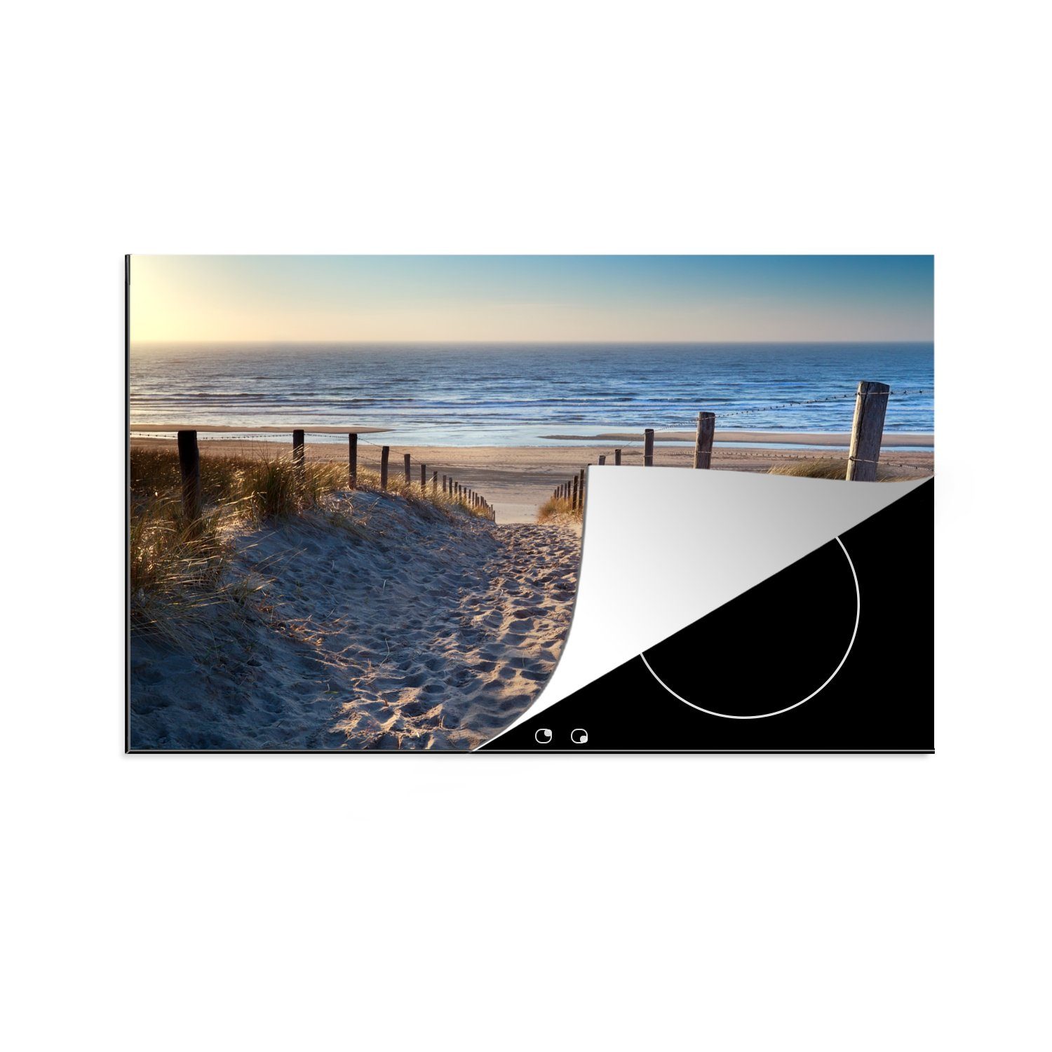 MuchoWow Herdblende-/Abdeckplatte Strand - Meer - Niederlande - Dünen - Sonne, Vinyl, (1 tlg), Induktionsschutz - Herdabdeckung Matte von Vinyl, das perfekte, rollbare Material für jedes Kochfeld - vergrößert die Arbeitsfläche - Küchen Dekoration - Induktionsherd Abdeckung Induktionskochfeld