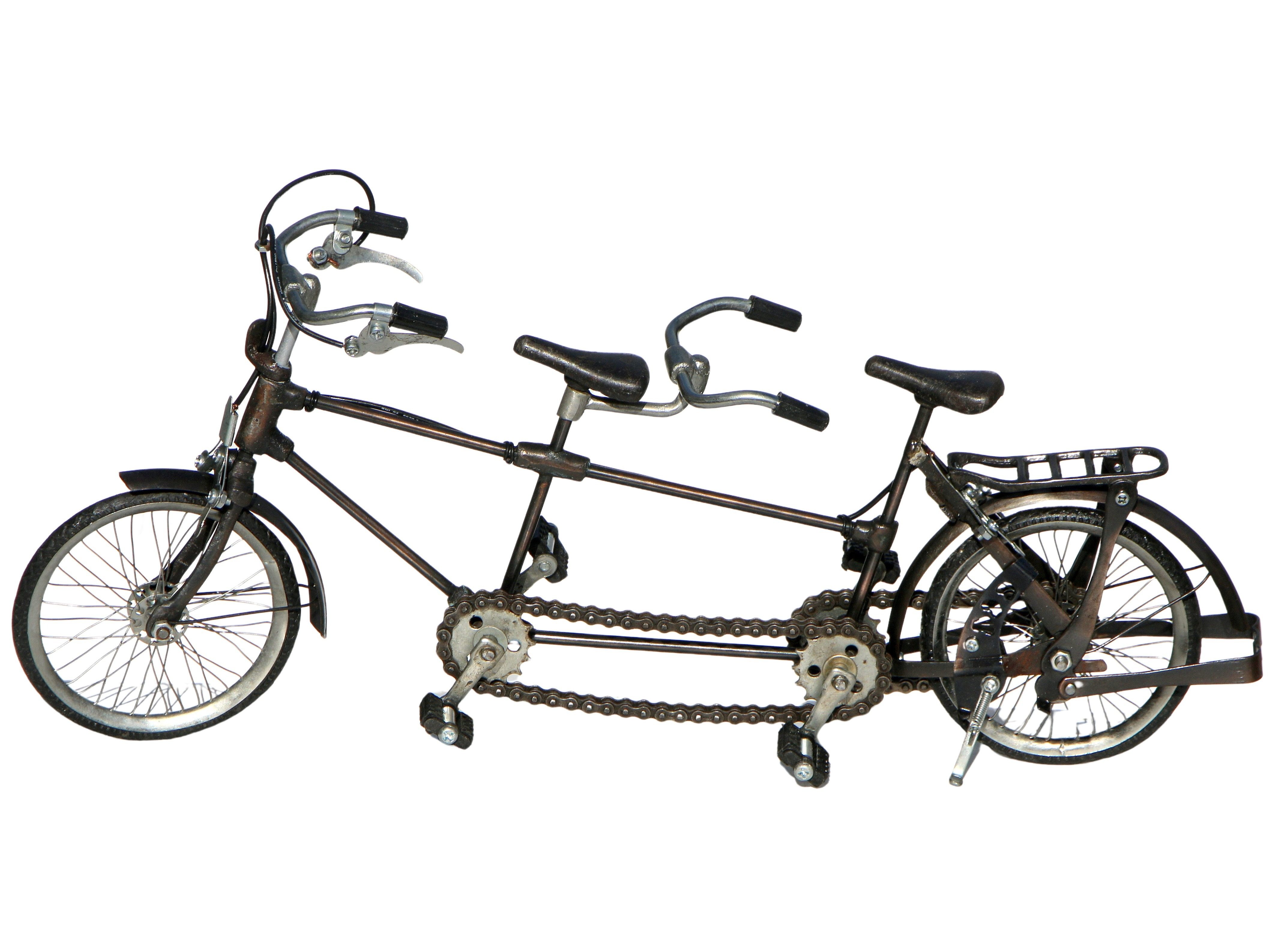 Wogeka Dekofigur Miniatur Modell Tandem Fahrrad Handarbeit aus Metall Dekoration