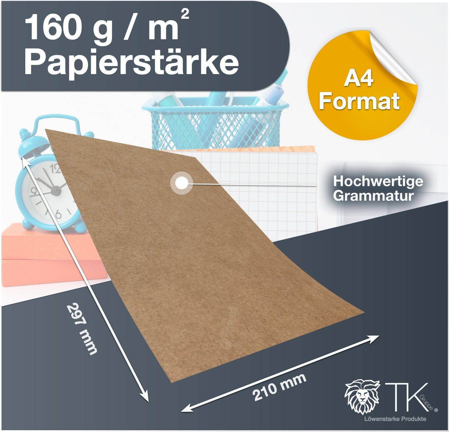 Papier 100x DIN Bastelfreund® braun Naturkarton Kraftpapier aus Kraftpapier A4