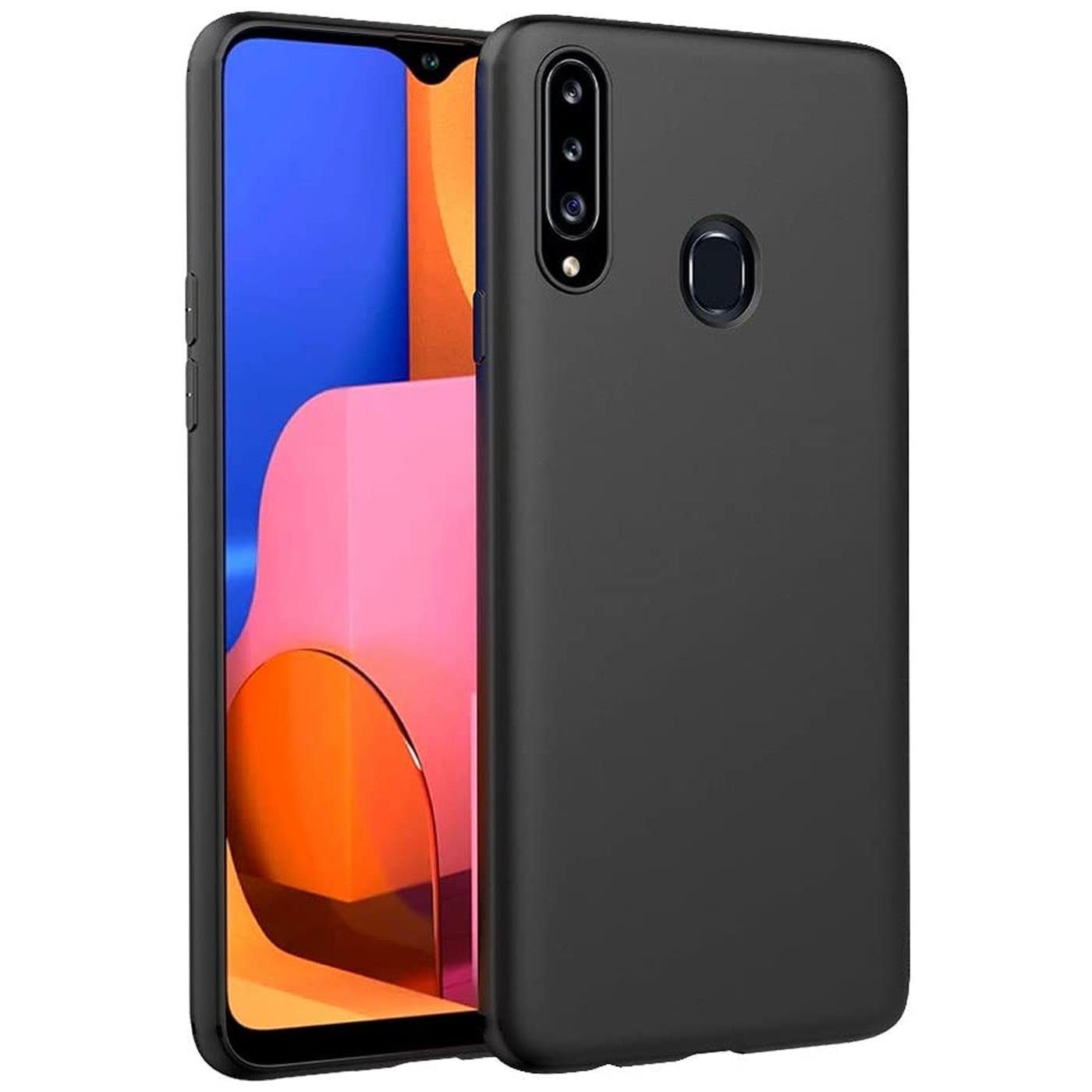 CoolGadget Handyhülle Handy Schutzhülle für Samsung Galaxy A20s matt schwarz 6,5 Zoll, Silikon TPU Hülle Schutz Tasche Cover schlicht Slim Case