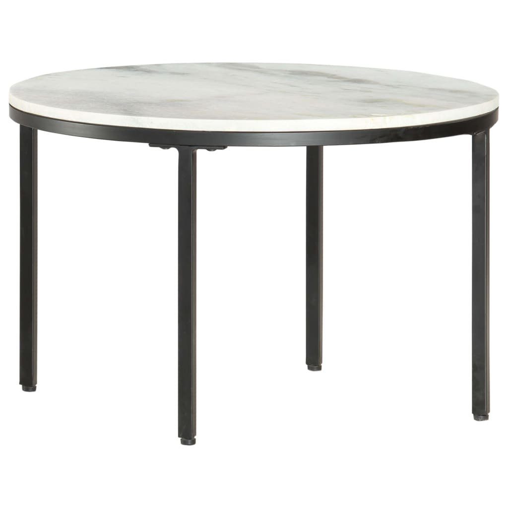 vidaXL Couchtisch Couchtisch Weiß und Schwarz Ø65 cm Echter Marmor (1-St)