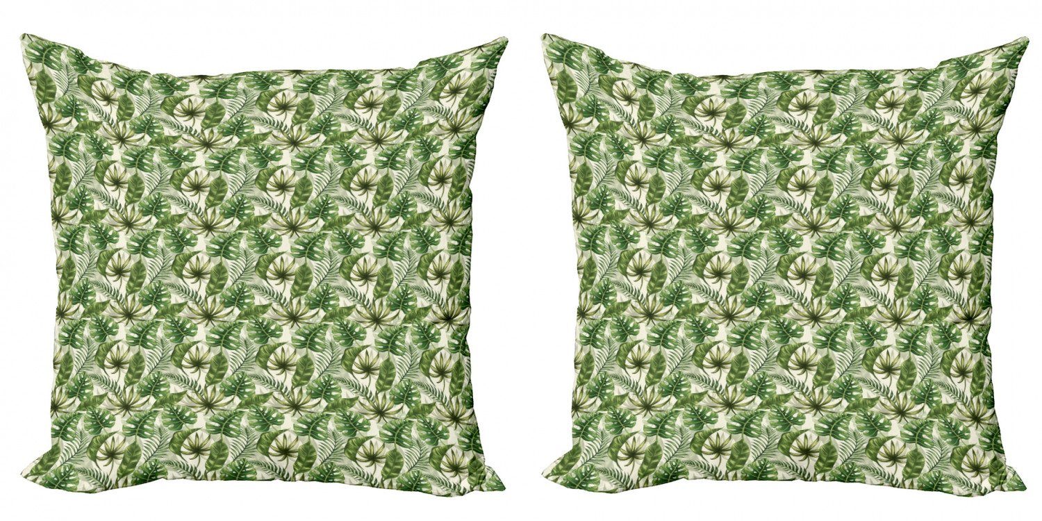 Kissenbezüge Modern Accent Doppelseitiger Digitaldruck, Abakuhaus (2 Stück), Blätter Hawaii-Elemente in Grün