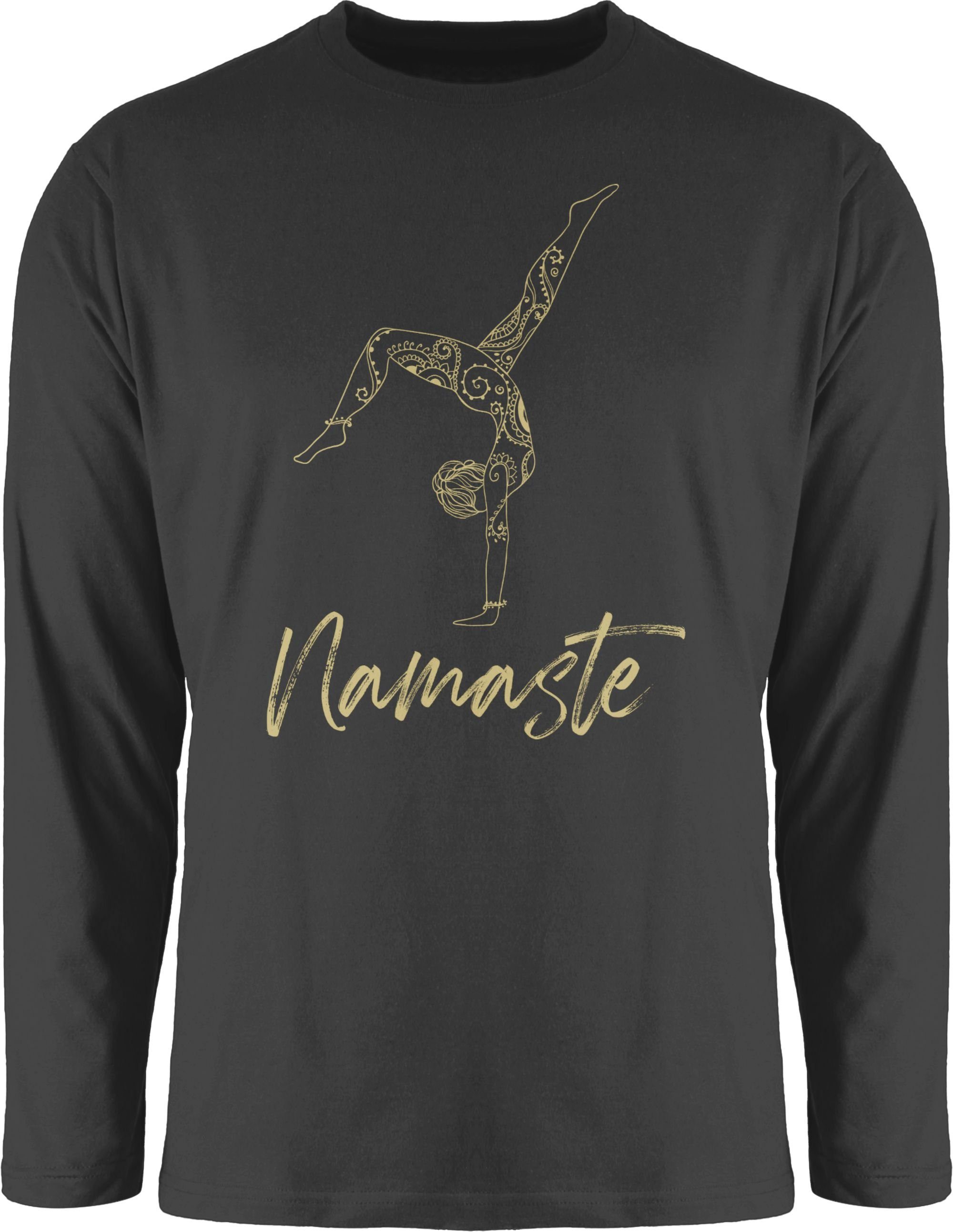 Shirtracer Rundhalsshirt Namaste Yoga Handstand Schwarz 1 Meditation Yoga Mandala