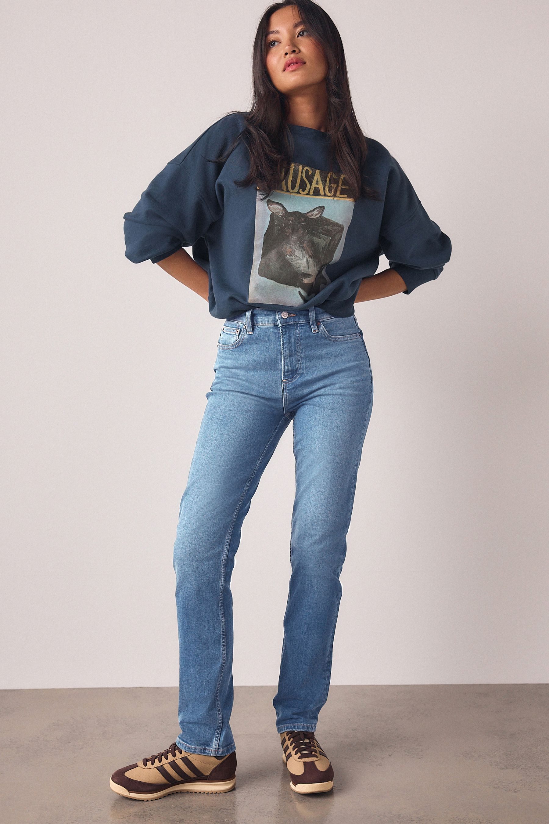 Next Slim-fit-Jeans Slim Fit Stretch-Jeans mit mittelhohem Bund (1-tlg)