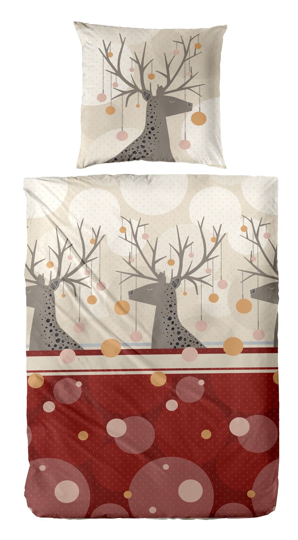 Carpe Sonno Постельное белье Biber Постельное белье 135x200 155x220 Hirsch Winter Weihnachten Flanell, Biber, 2 teilig, Bettbezug Elch 100% Baumwolle Kuschelig warm 135 x 200