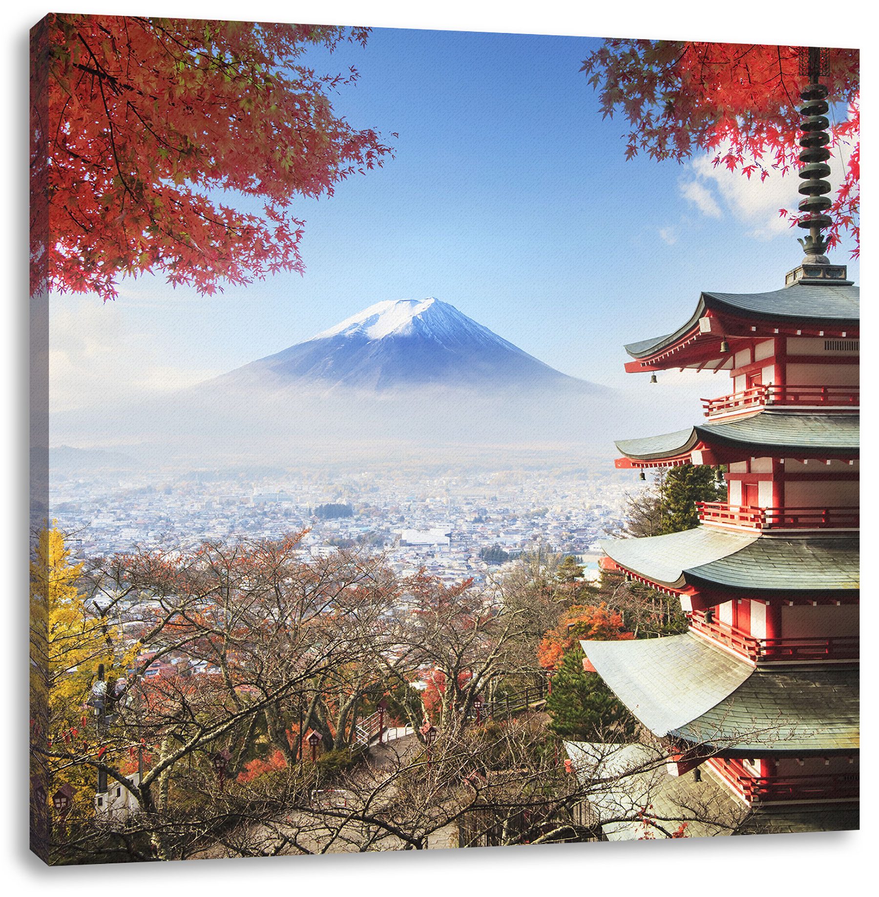Pixxprint Leinwandbild Japanischer Tempel im Herbst, Japanischer Tempel im Herbst (1 St), Leinwandbild fertig bespannt, inkl. Zackenaufhänger