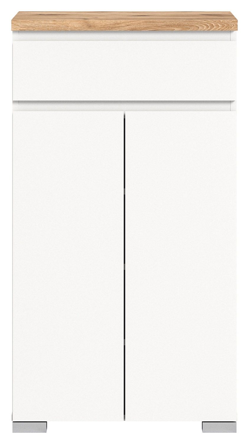 Kommode SHOELOVE, B Schublade H Türen, cm 1 cm, Nox 109 x Eiche 2 Dekor, 60 Weiß