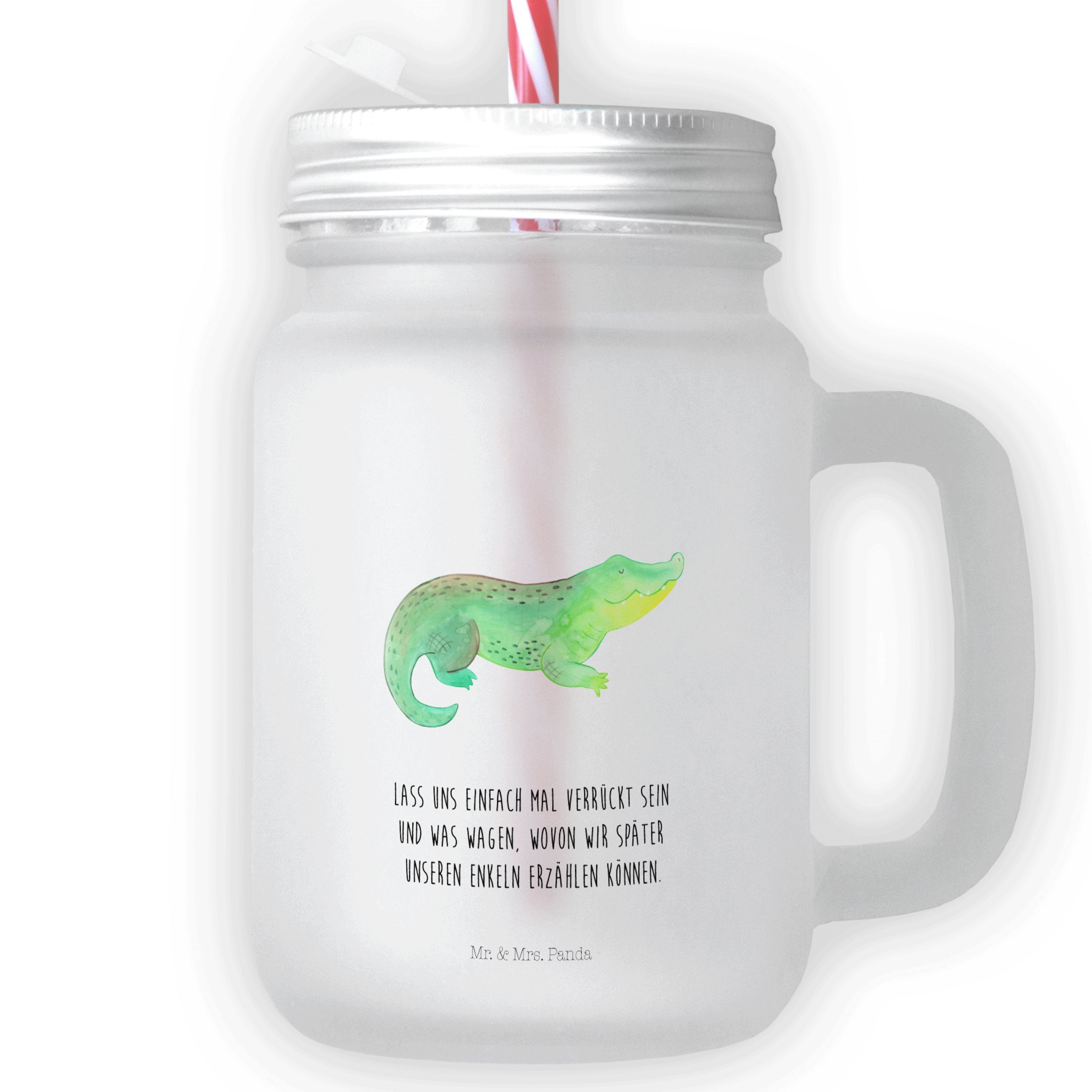 Mr. & Mrs. Panda Glas Krokodil - Transparent - Geschenk, Meer, Cocktailglas, Reiselust, Sat, Premium Glas | Gläser
