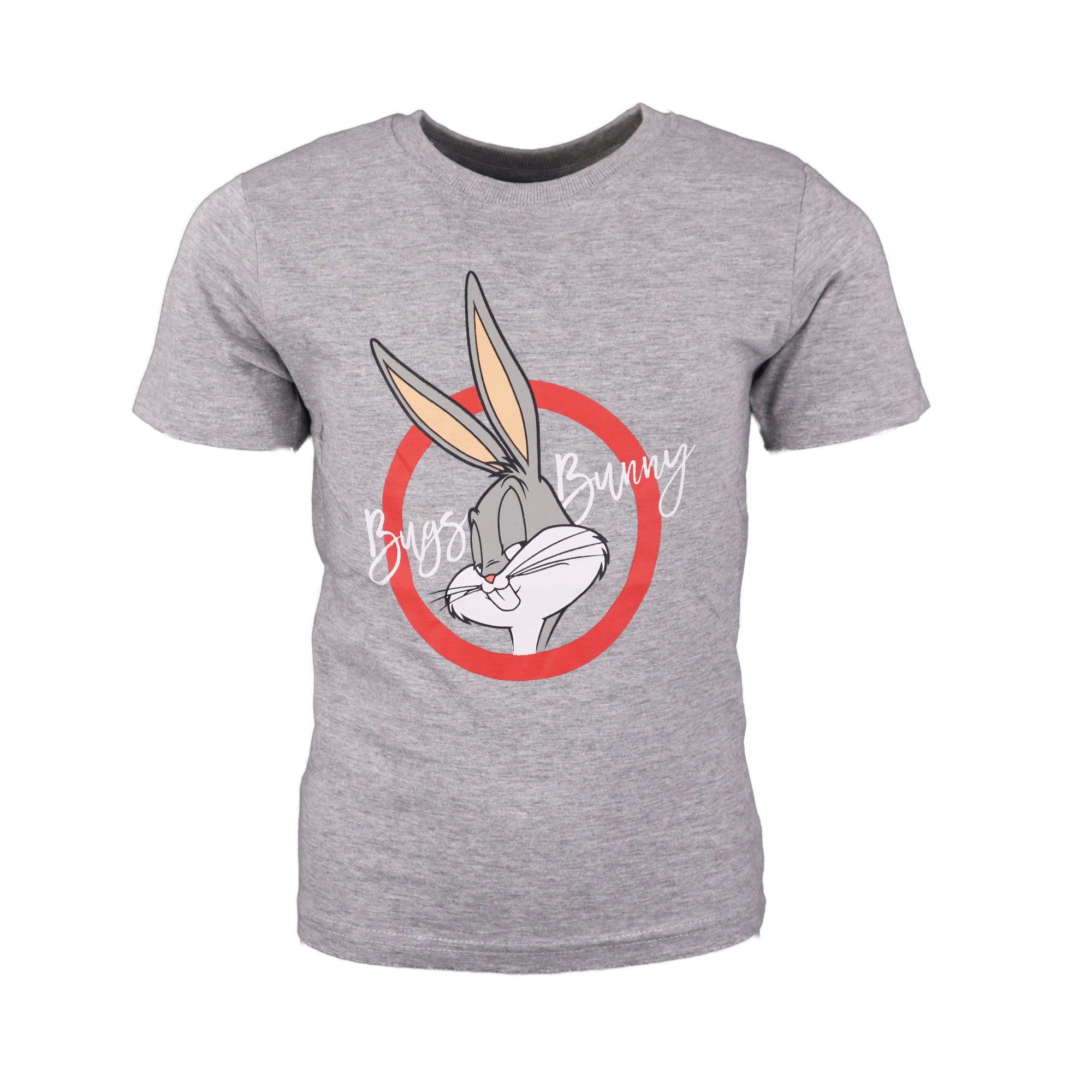 Kinder Kids (Gr. 92 - 146) LOONEY TUNES Print-Shirt Bugs Bunny Jungen Kinder T-Shirt Gr. 98 bis 128, Grau oder Blau
